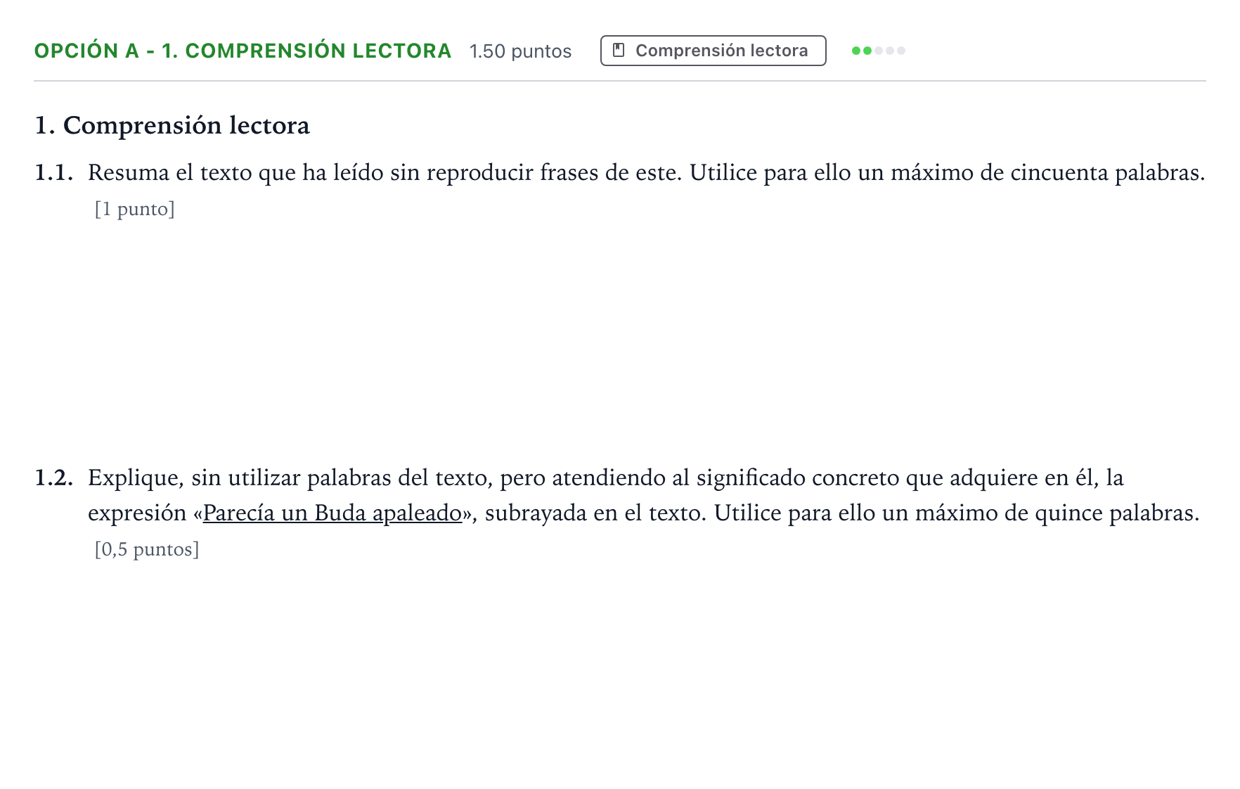 Enunciado: Opción A - 1. Comprensión lectora · Lengua Castellana y Literatura II Selectividad Cataluña Juny Serie 5 2023