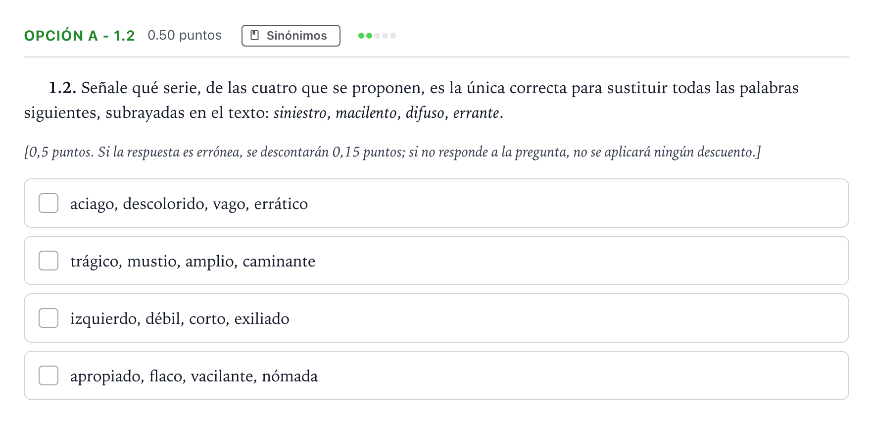 Enunciado: Opción A - 1.2 · Lengua Castellana y Literatura II Selectividad Cataluña Setembre Serie 2 2023