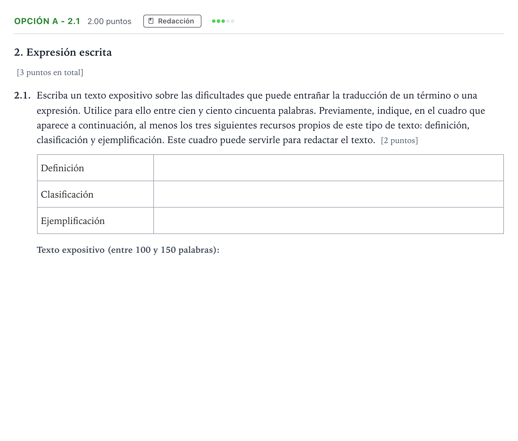Enunciado: Opción A - 2.1 · Lengua Castellana y Literatura II Selectividad Cataluña Setembre Serie 2 2023
