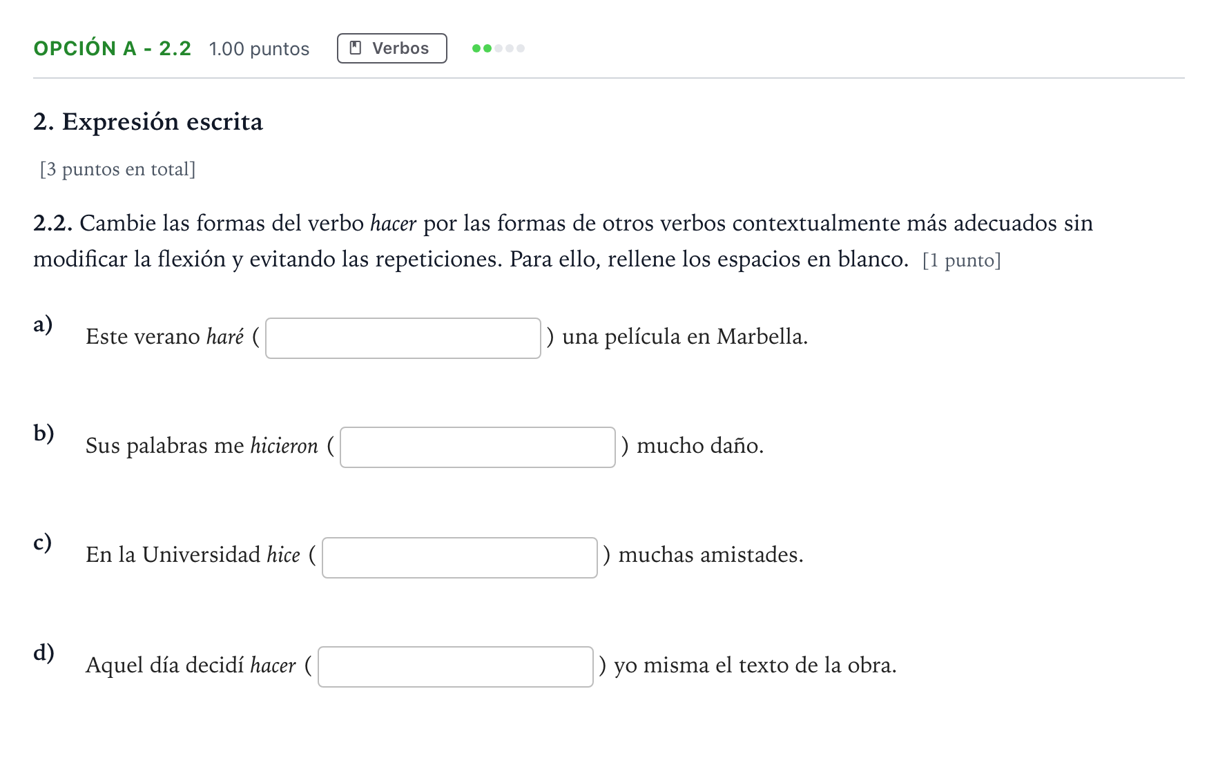Enunciado: Opción A - 2.2 · Lengua Castellana y Literatura II Selectividad Cataluña Setembre Serie 2 2023