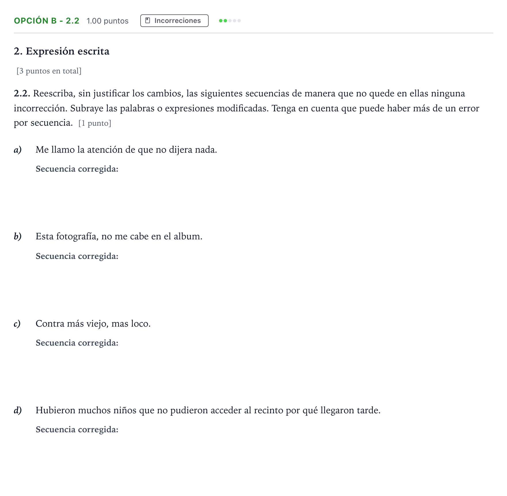 Enunciado: Opción B - 2.2 · Lengua Castellana y Literatura II Selectividad Cataluña Setembre Serie 2 2023