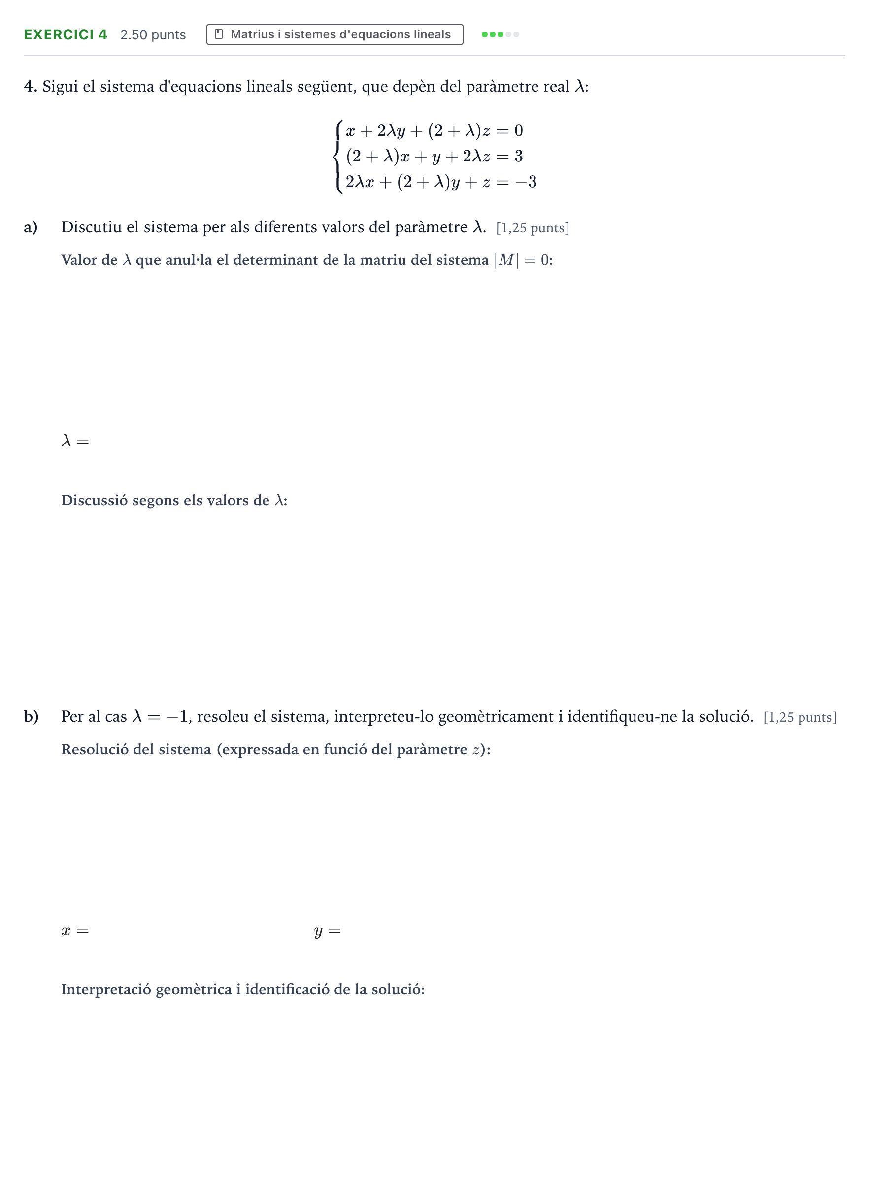 Enunciado: Problema 4 · Matemáticas II Selectividad Cataluña Juny Serie 1 2023