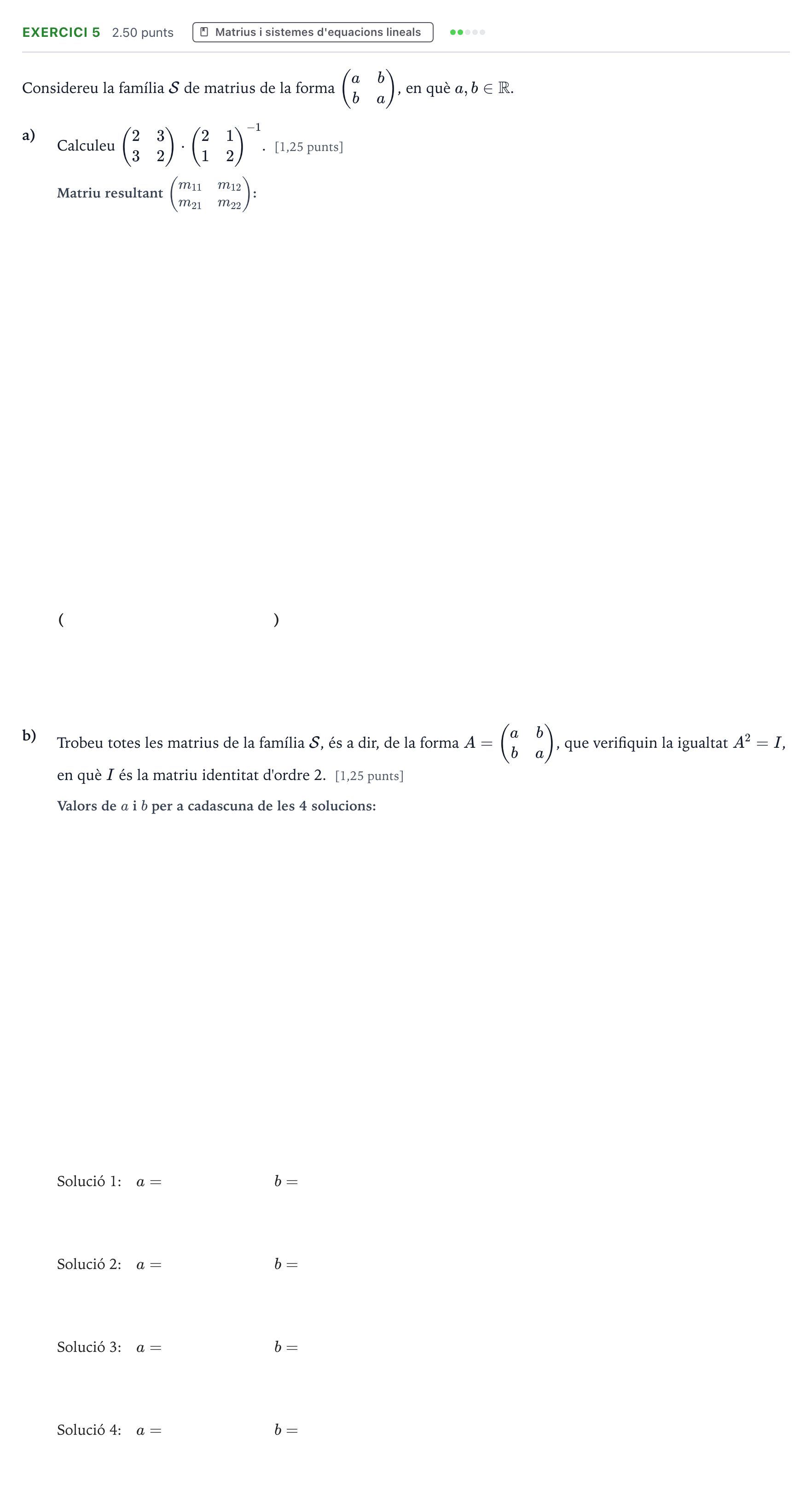 Enunciado: Problema 5 · Matemáticas II Selectividad Cataluña Juny Serie 5 2023