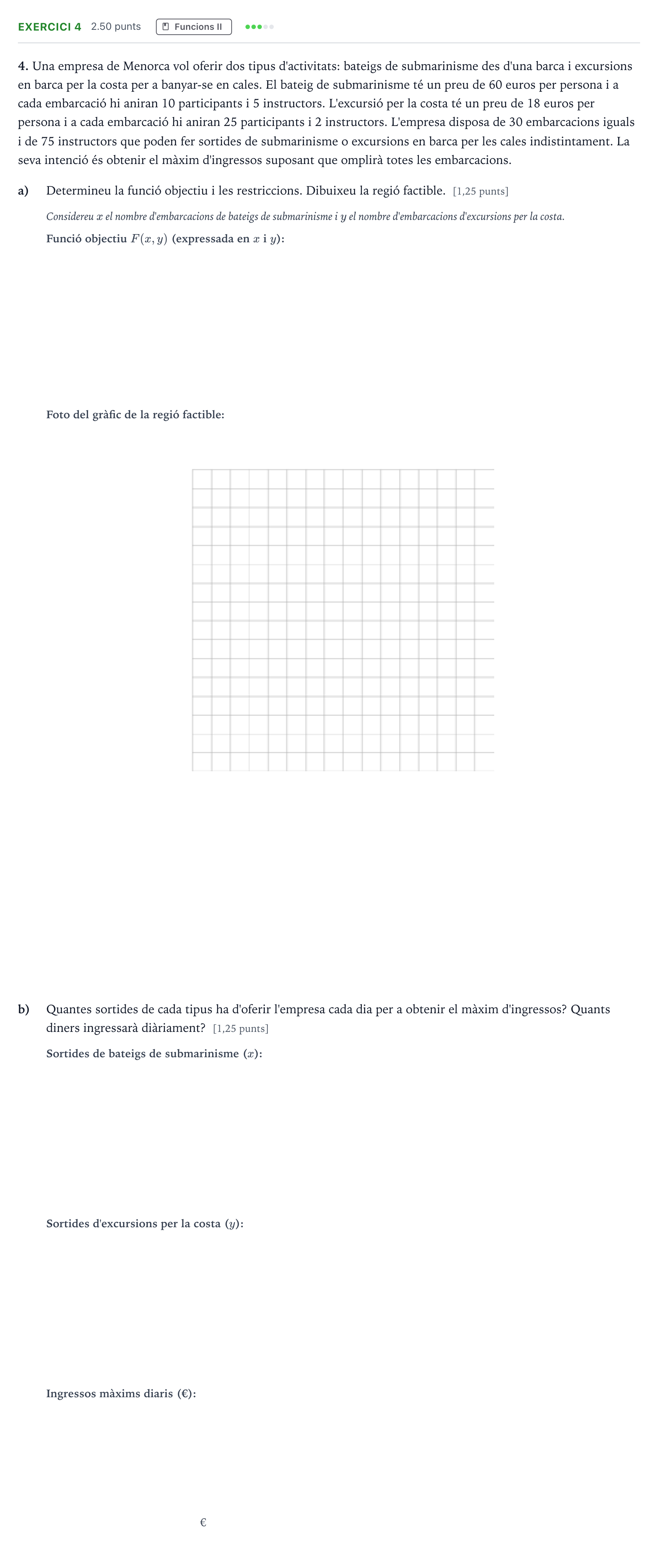 Enunciado: Problema 4 · Matemáticas aplicadas a las Ciencias Sociales II Selectividad Cataluña Juny Serie 1 2023