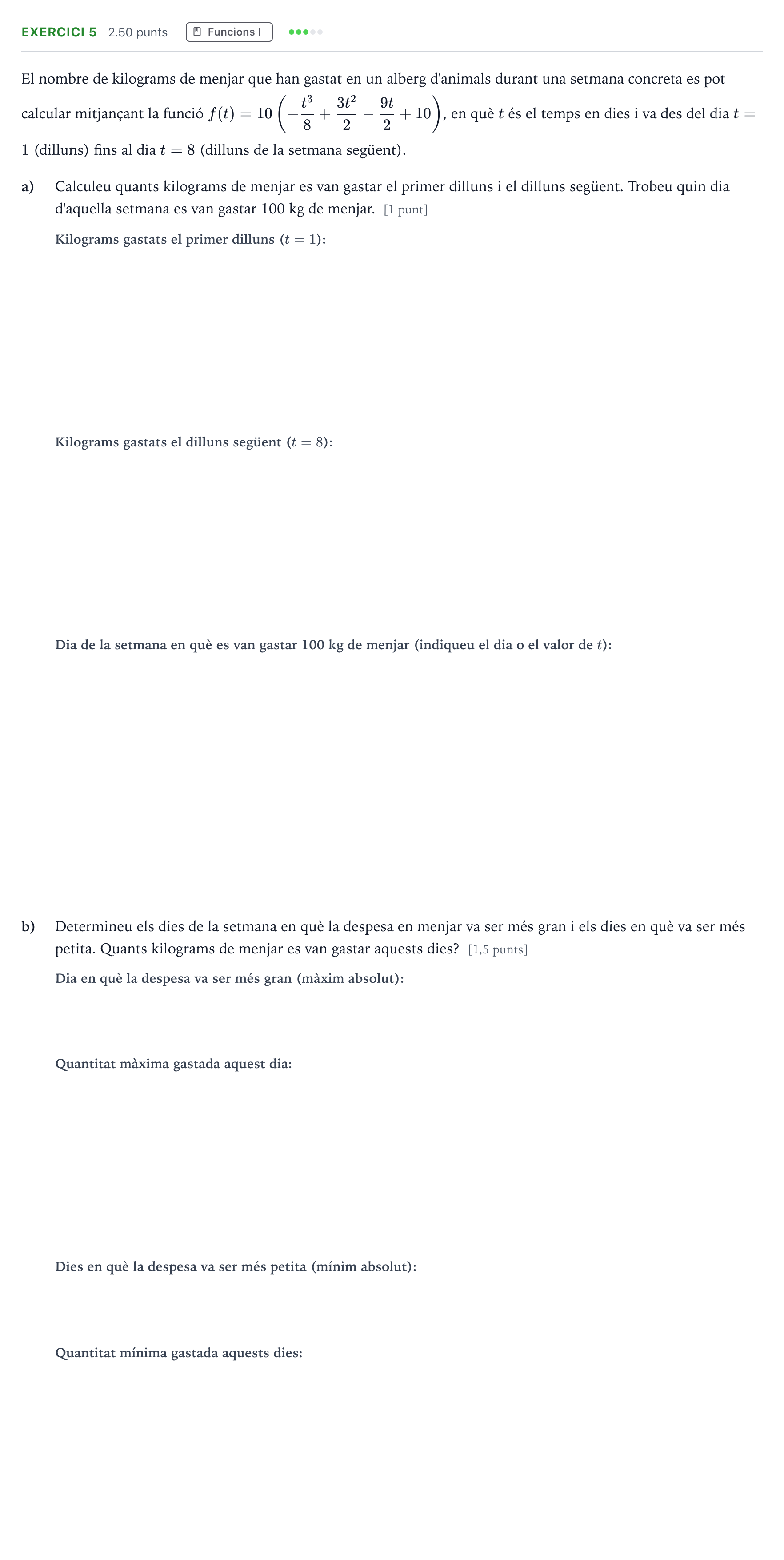 Enunciado: Problema 5 · Matemáticas aplicadas a las Ciencias Sociales II Selectividad Cataluña Juny Serie 1 2023