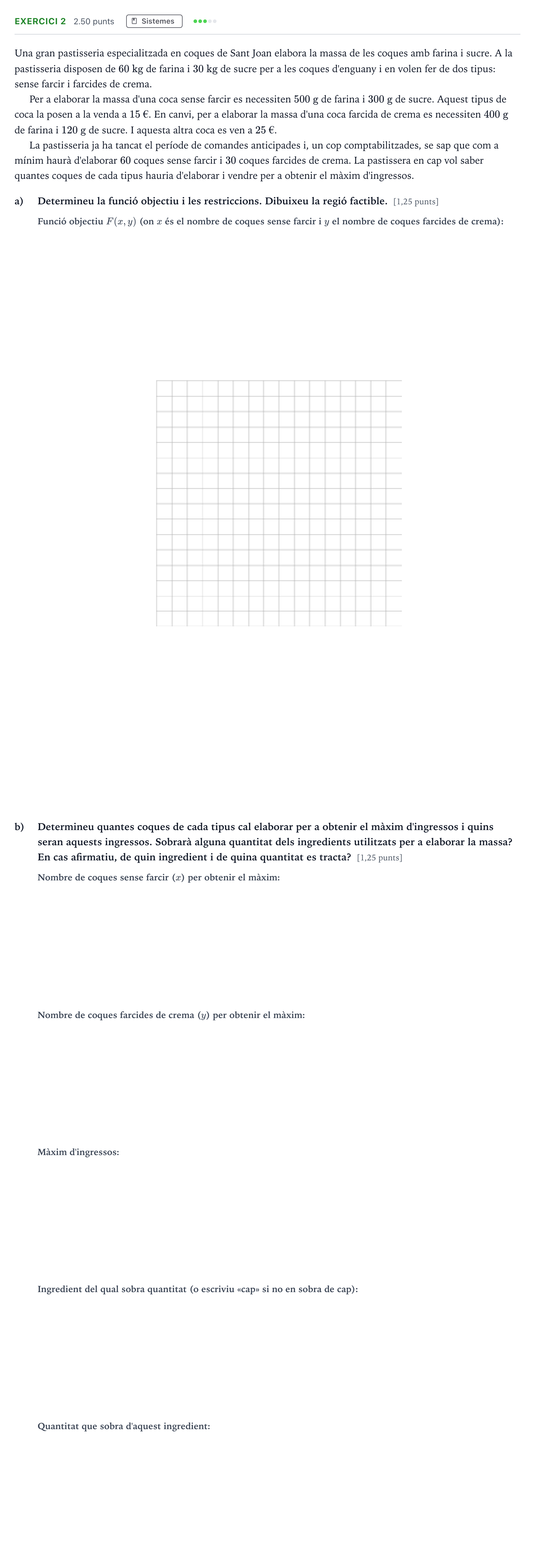 Enunciado: Problema 2 · Matemáticas aplicadas a las Ciencias Sociales II Selectividad Cataluña Juny Serie 5 2023