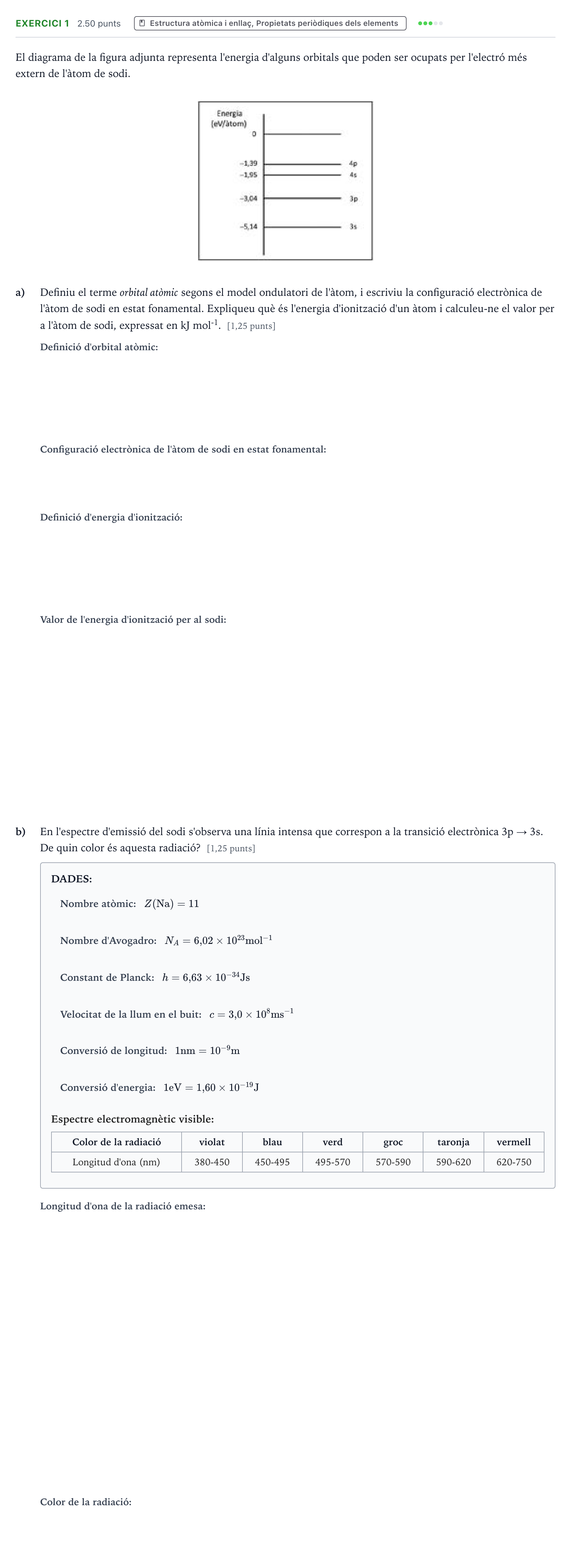 Enunciado: Problema 1 · Química Selectividad Cataluña Juny Serie 5 2023