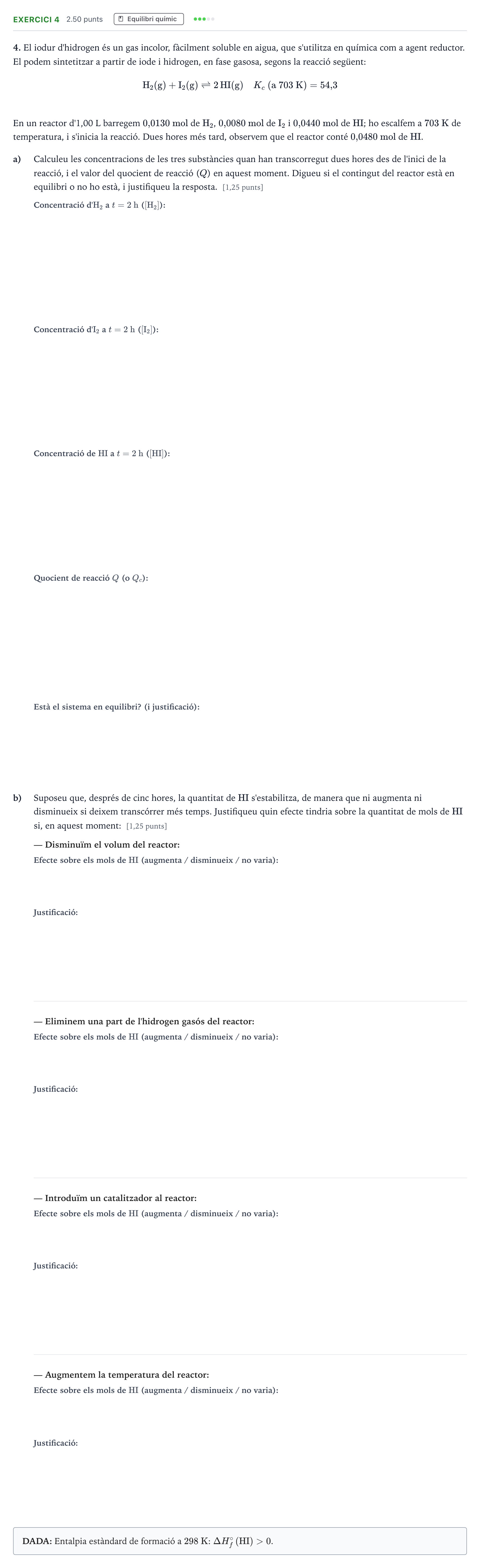 Enunciado: Problema 4 · Química Selectividad Cataluña Juny Serie 5 2023