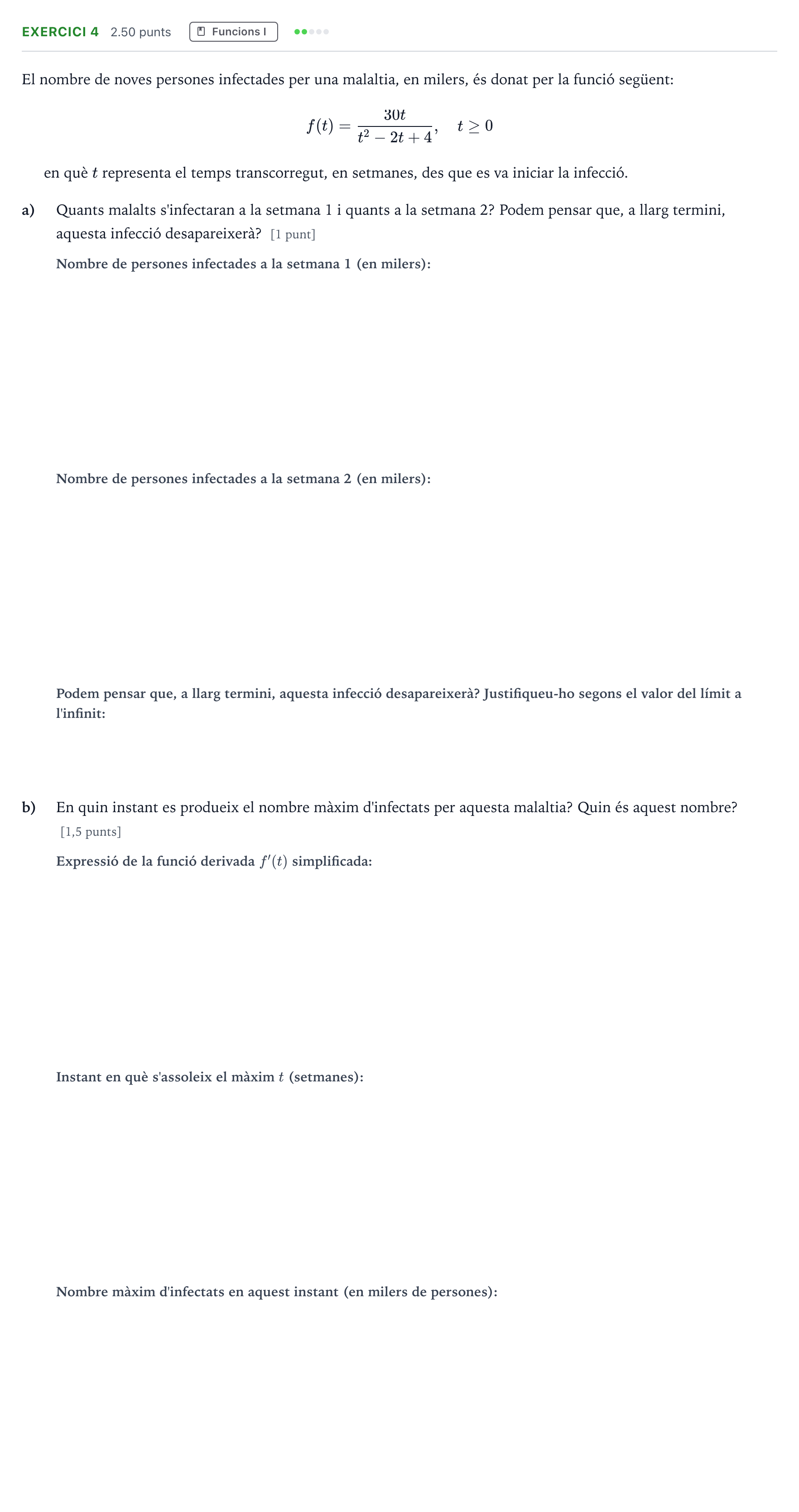 Enunciado: Problema 4 · Matemáticas aplicadas a las Ciencias Sociales II Selectividad Cataluña Setembre Serie 2 2023