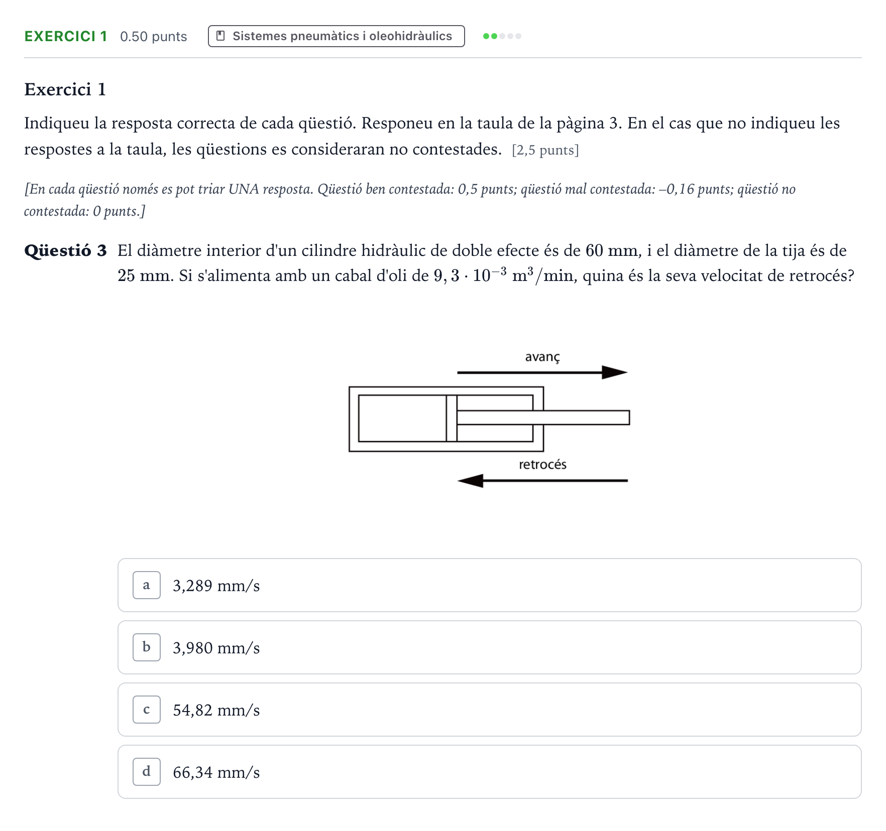 Enunciado: Exercici 1 - Sistemes pneumàtics i oleohidràulics · Tecnologia Industrial Selectividad Cataluña Juny Serie 1 2023