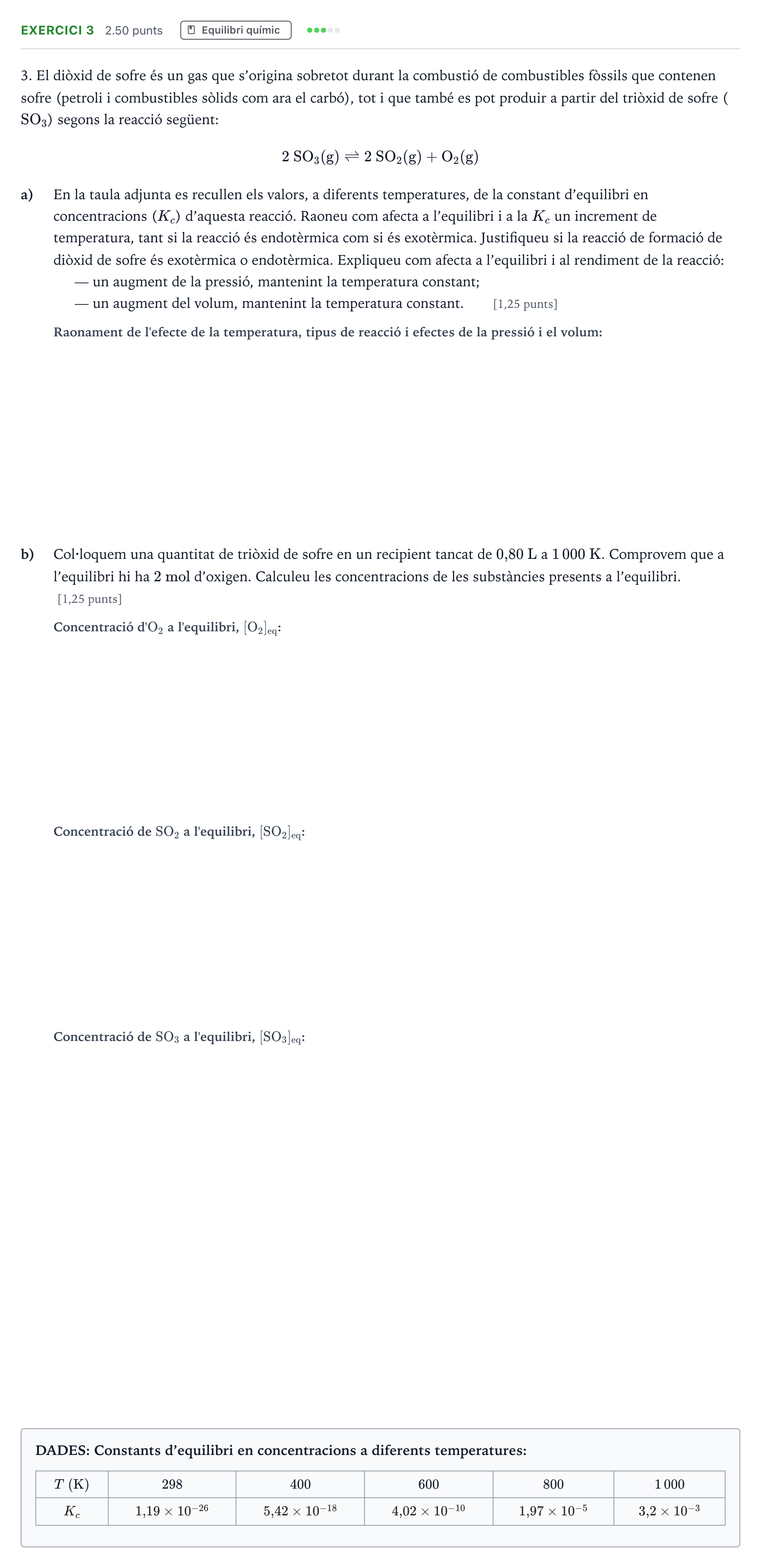 Enunciado: Problema 3 · Química Selectividad Cataluña Setembre Serie 2 2023