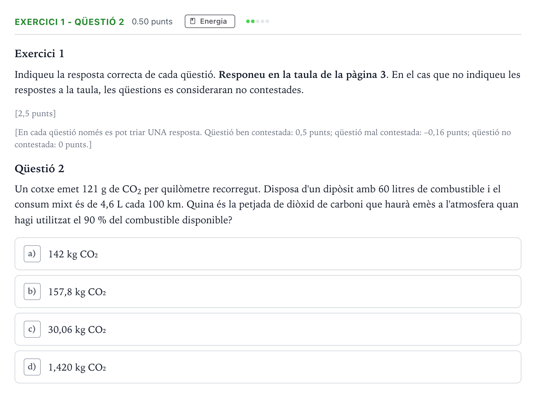 Enunciado: Exercici 1 - Qüestió 2 · Tecnologia Industrial Selectividad Cataluña Juny Serie 5 2023
