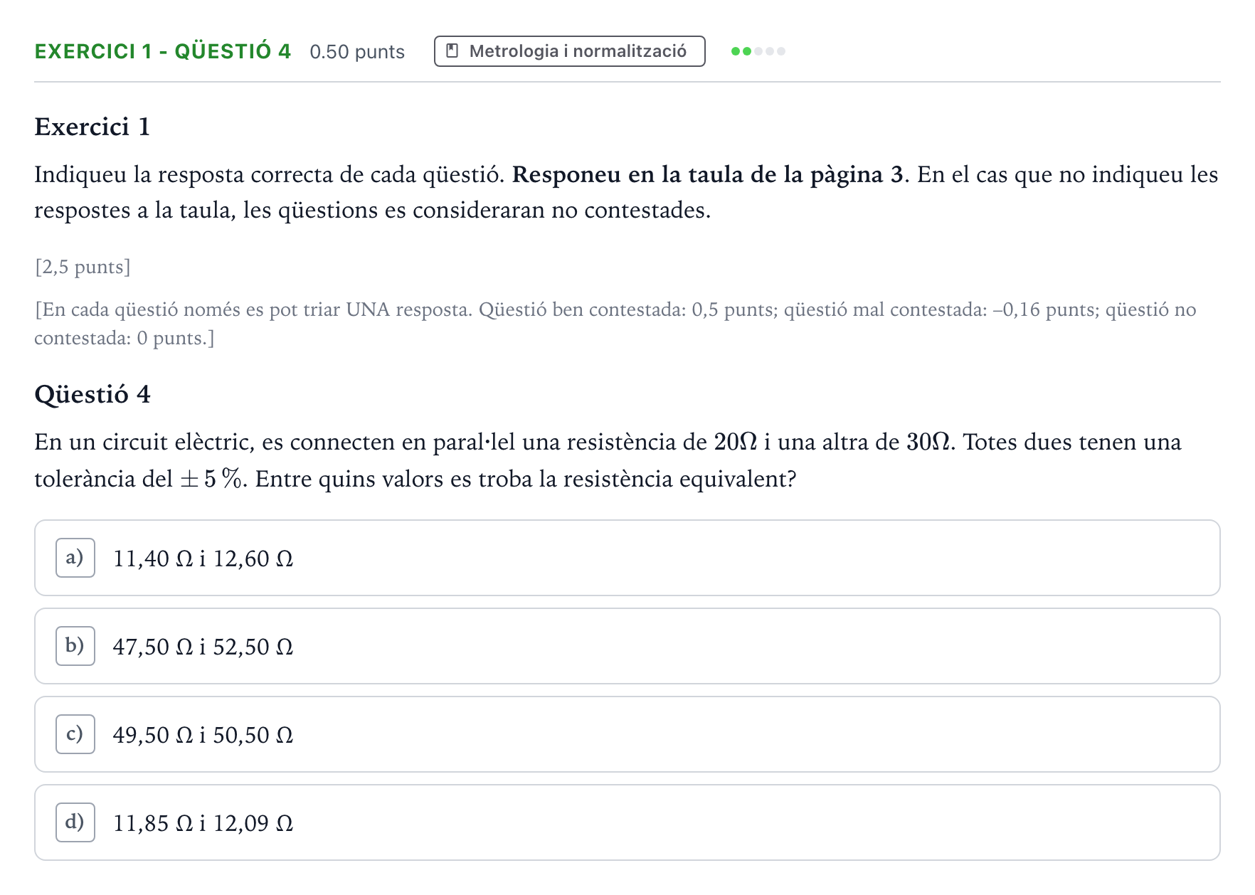 Enunciado: Exercici 1 - Qüestió 4 · Tecnologia Industrial Selectividad Cataluña Juny Serie 5 2023