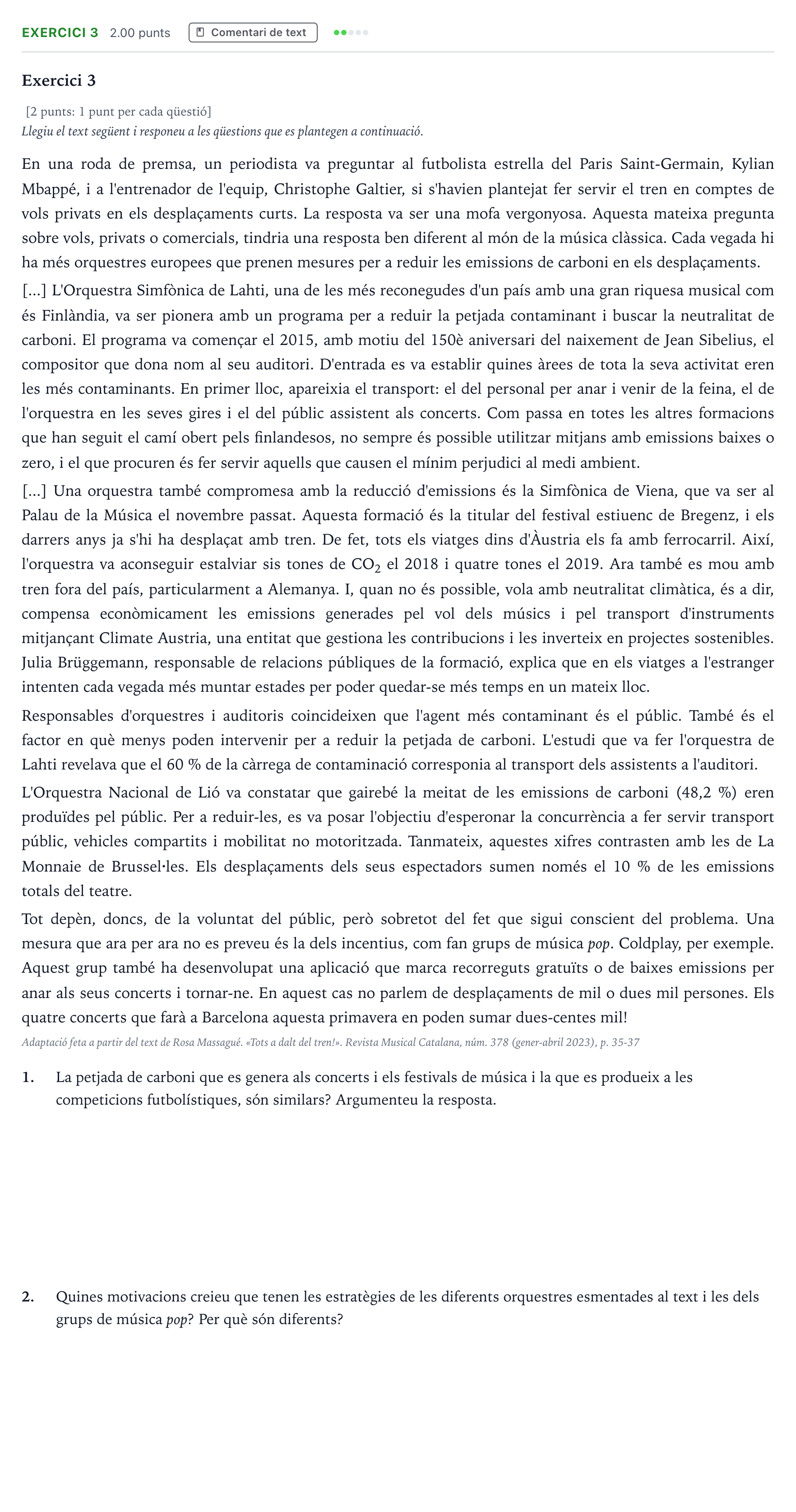 Enunciado: Exercici 3 · Análisis Musical Selectividad Cataluña Juny Serie 1 2024