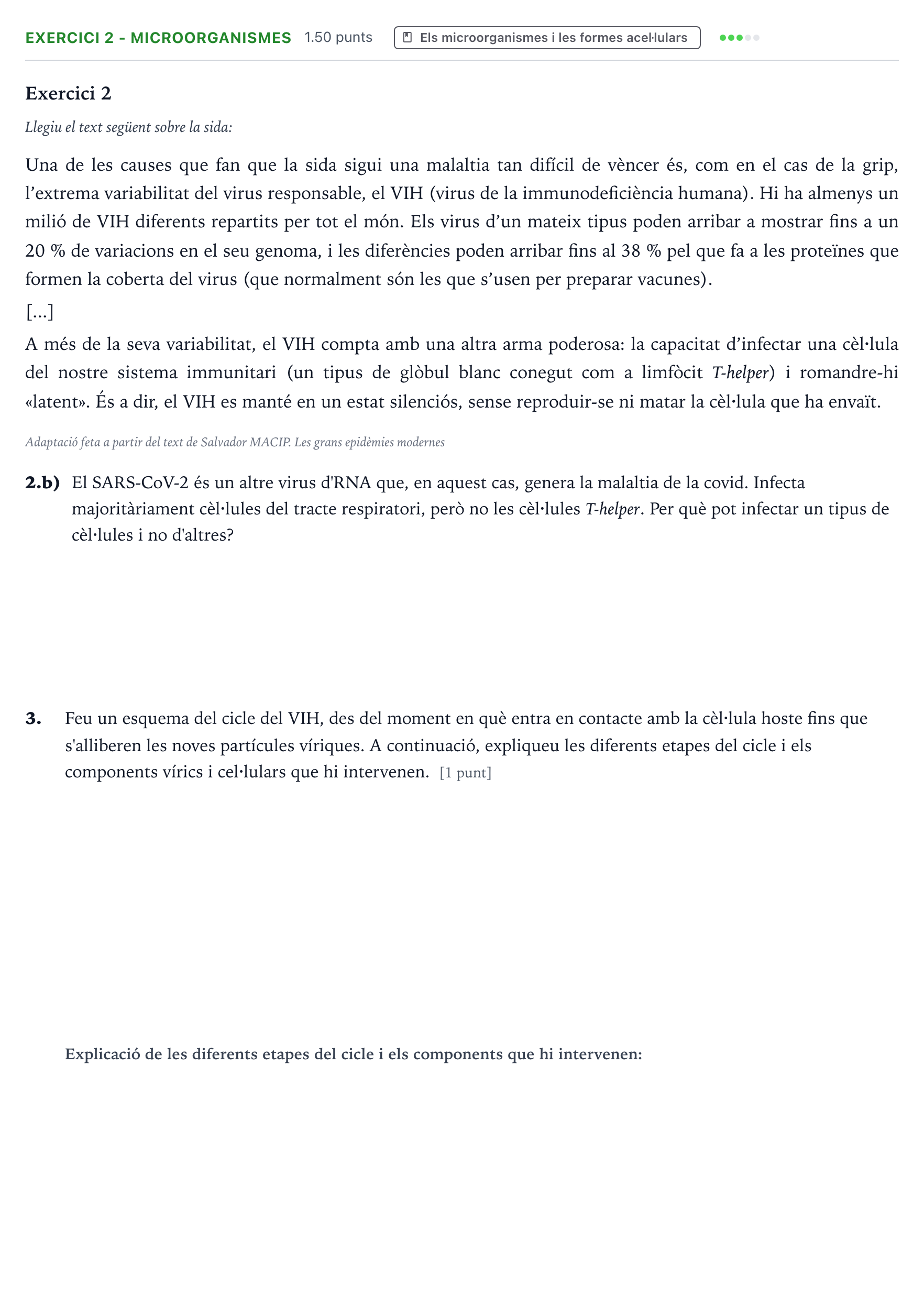 Enunciado: Exercici 2 - Microorganismes · Biología Selectividad Cataluña Juny Serie 5 2024