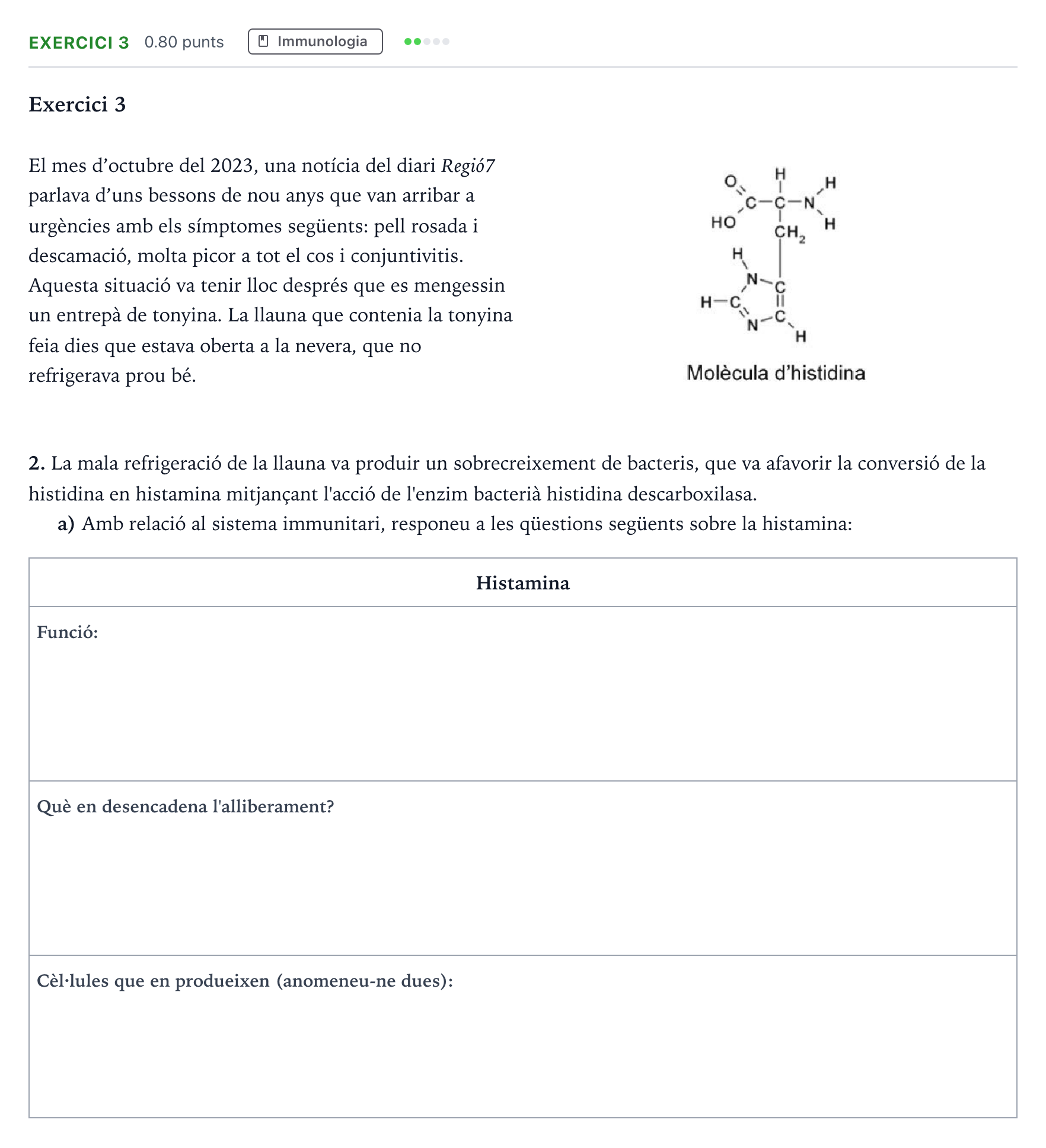 Enunciado: Exercici 3 - Immunologia · Biología Selectividad Cataluña Juny Serie 5 2024