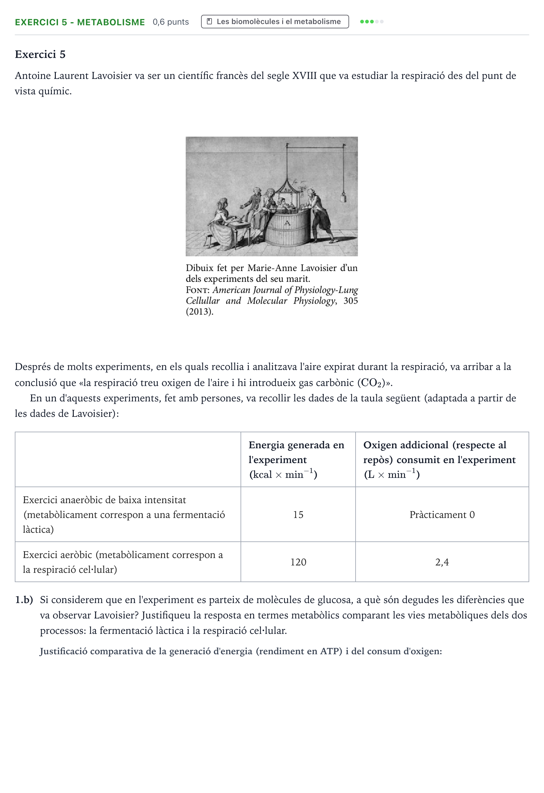 Enunciado: Exercici 5 - Metabolisme · Biología Selectividad Cataluña Juny Serie 5 2024