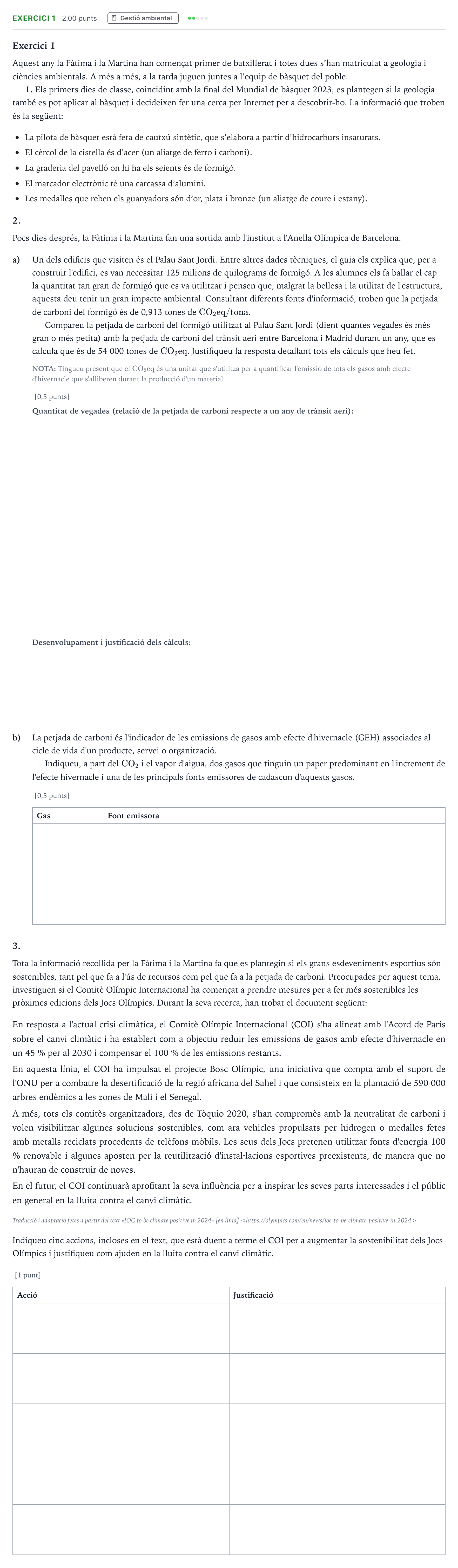 Enunciado: Exercici 1 - Gestió ambiental · Ciencias de la Tierra y del Medio Ambiente Selectividad Cataluña Juny Serie 1 2024