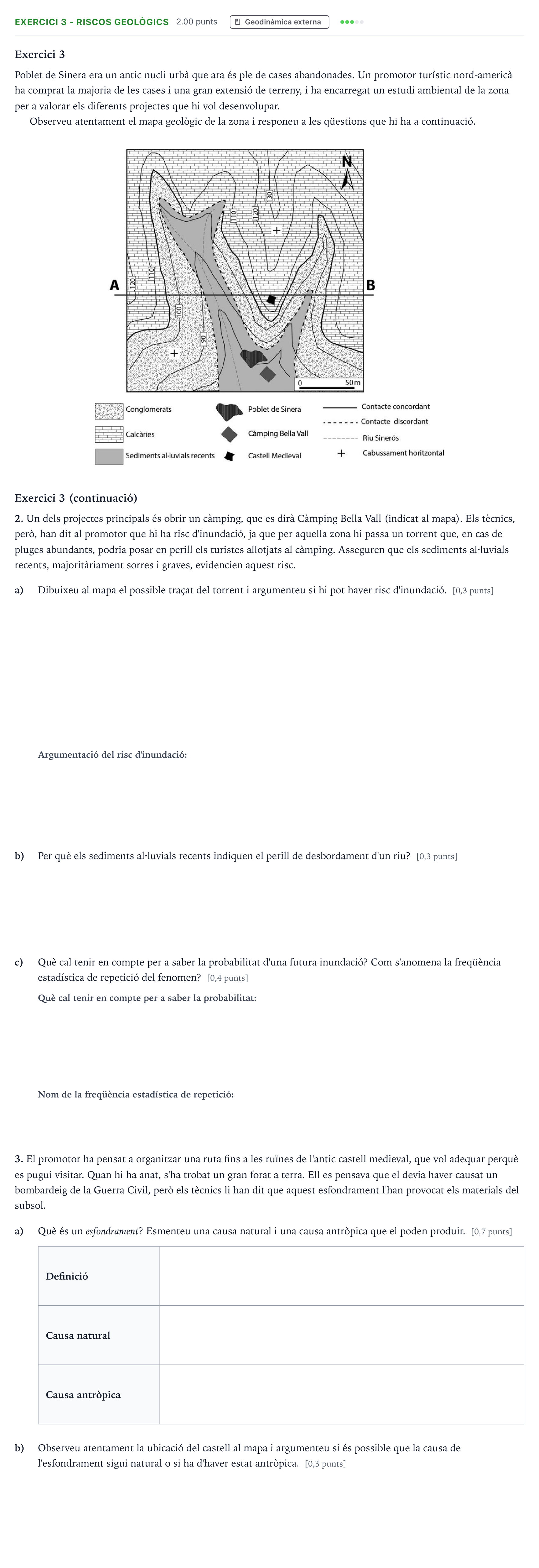 Enunciado: Exercici 3 - Riscos geològics · Ciencias de la Tierra y del Medio Ambiente Selectividad Cataluña Juny Serie 1 2024