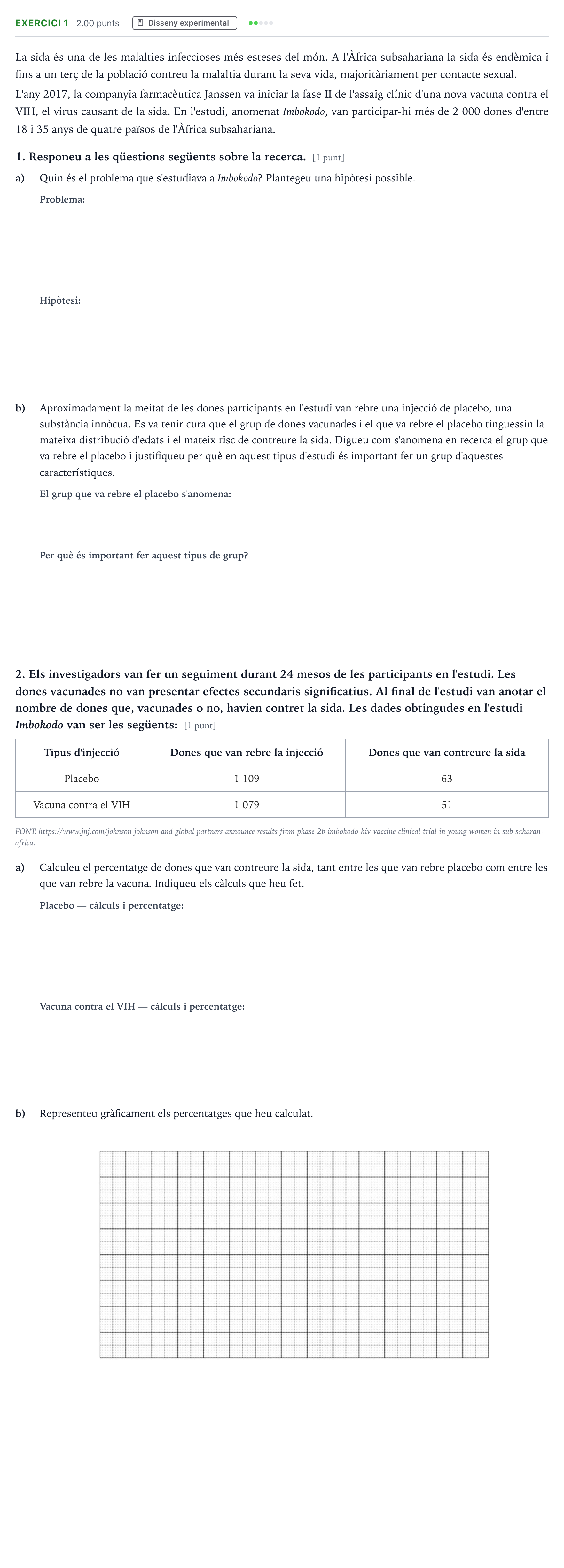 Enunciado: Exercici 1 - Disseny experimental · Biología Selectividad Cataluña Setembre Serie 3 2024