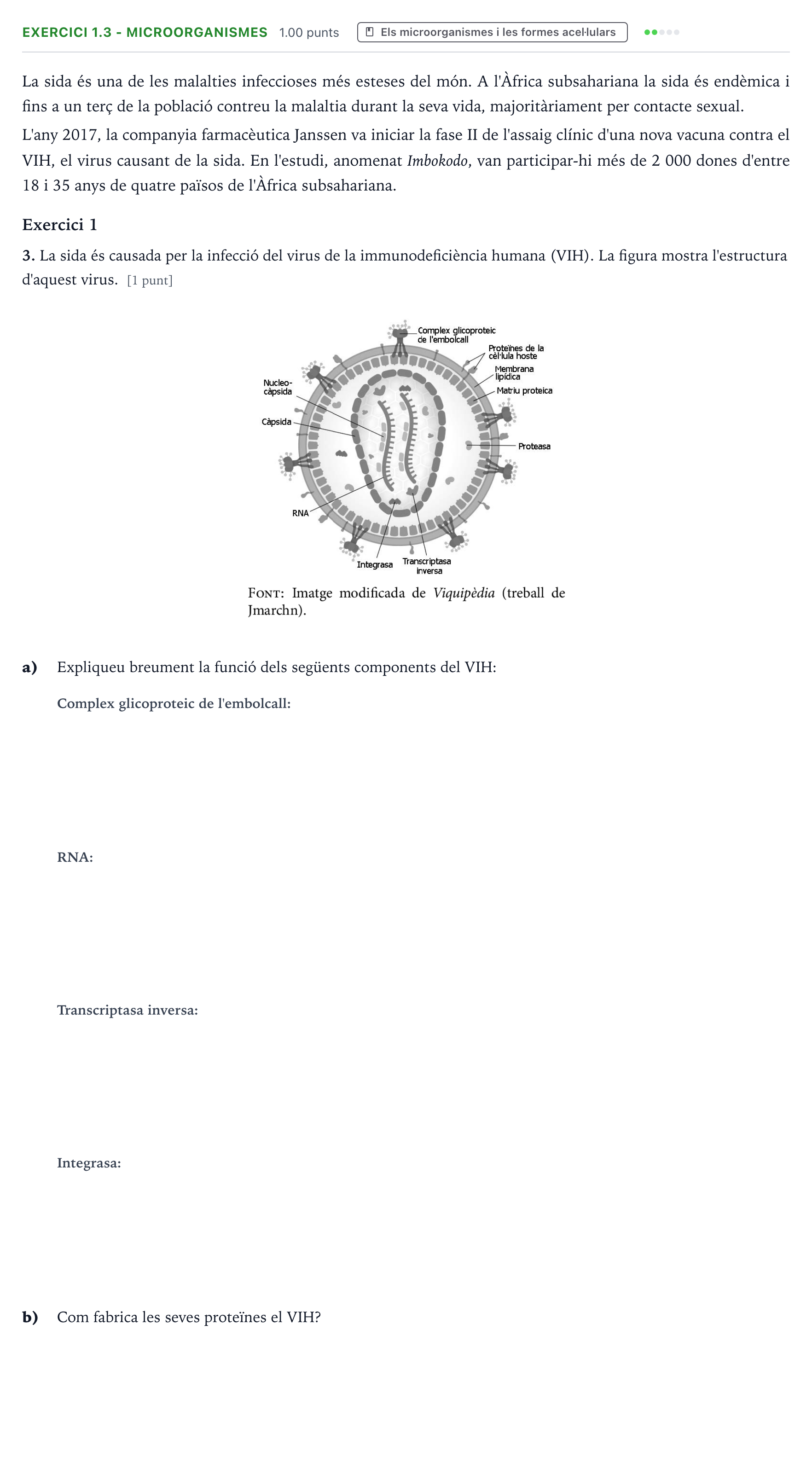 Enunciado: Exercici 1.3 - Microorganismes · Biología Selectividad Cataluña Setembre Serie 3 2024