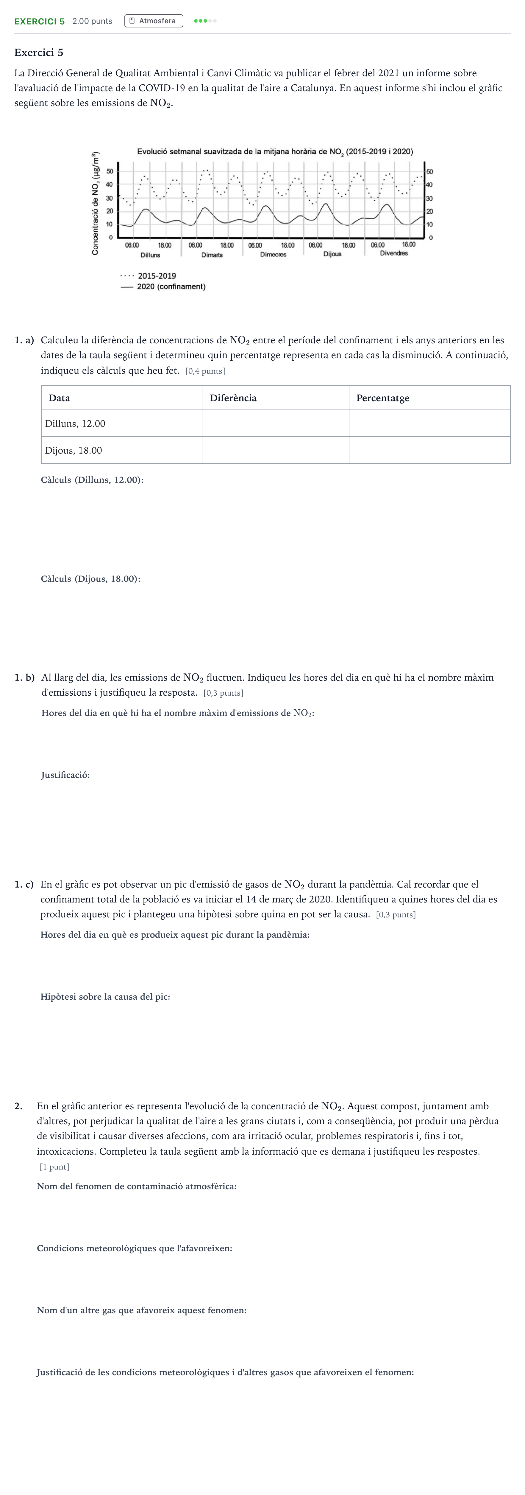 Enunciado: Exercici 5 · Ciencias de la Tierra y del Medio Ambiente Selectividad Cataluña Setembre Serie 3 2024