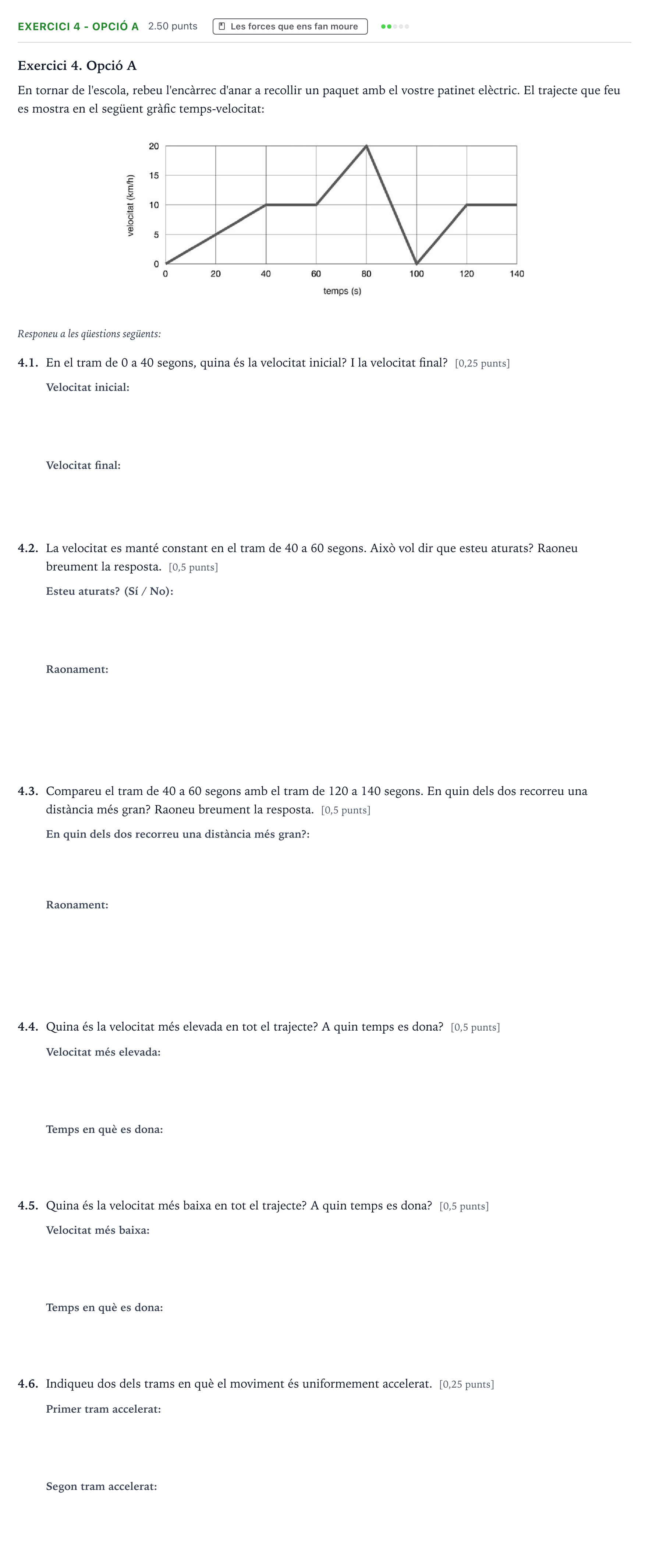 Enunciado: Exercici 4 - Opció A · Ciencias Generales Selectividad Cataluña Setembre Serie 3 2024