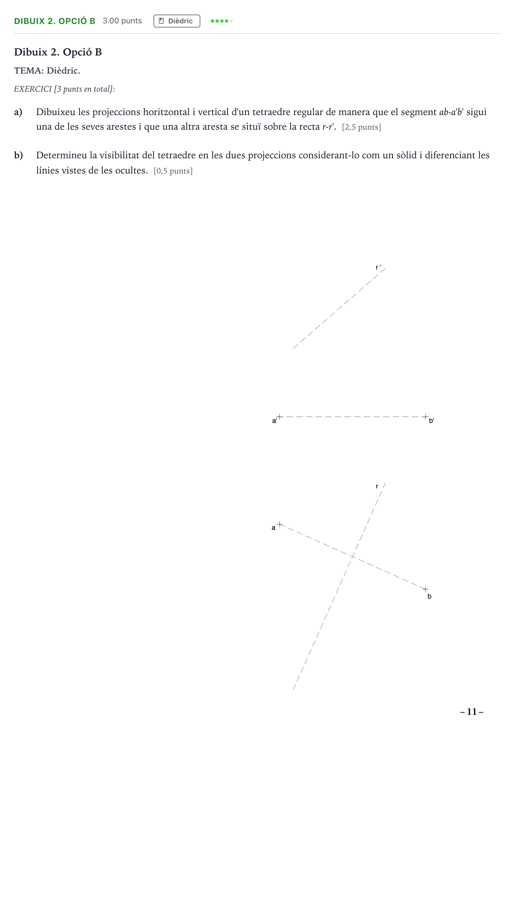 Enunciado: Ejercicio Dibuix 2. Opció B · Dibujo técnico II Selectividad Cataluña Juny Serie 1 2024