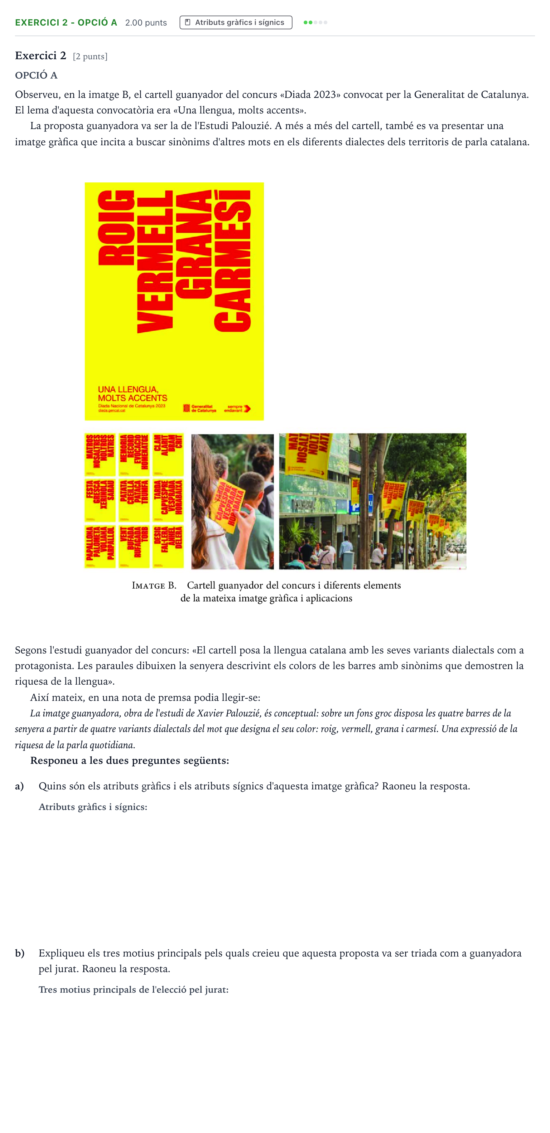 Enunciado: Exercici 2 - Opció A · Diseño Selectividad Cataluña Juny Serie 1 2024