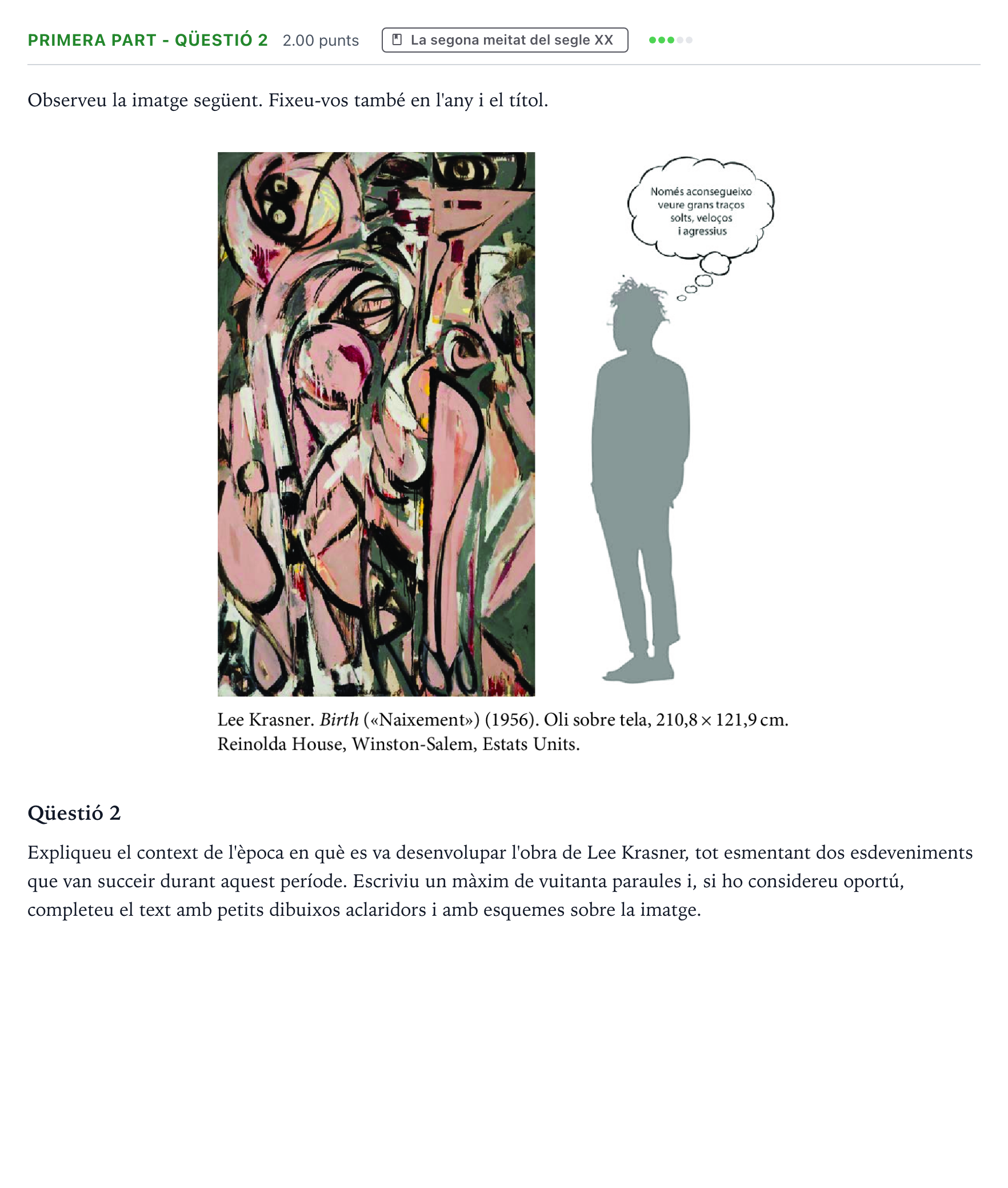 Enunciado: Ejercicio Primera part - Qüestió 2 · Fundamentos Artísticos Selectividad Cataluña Juny Serie 1 2024