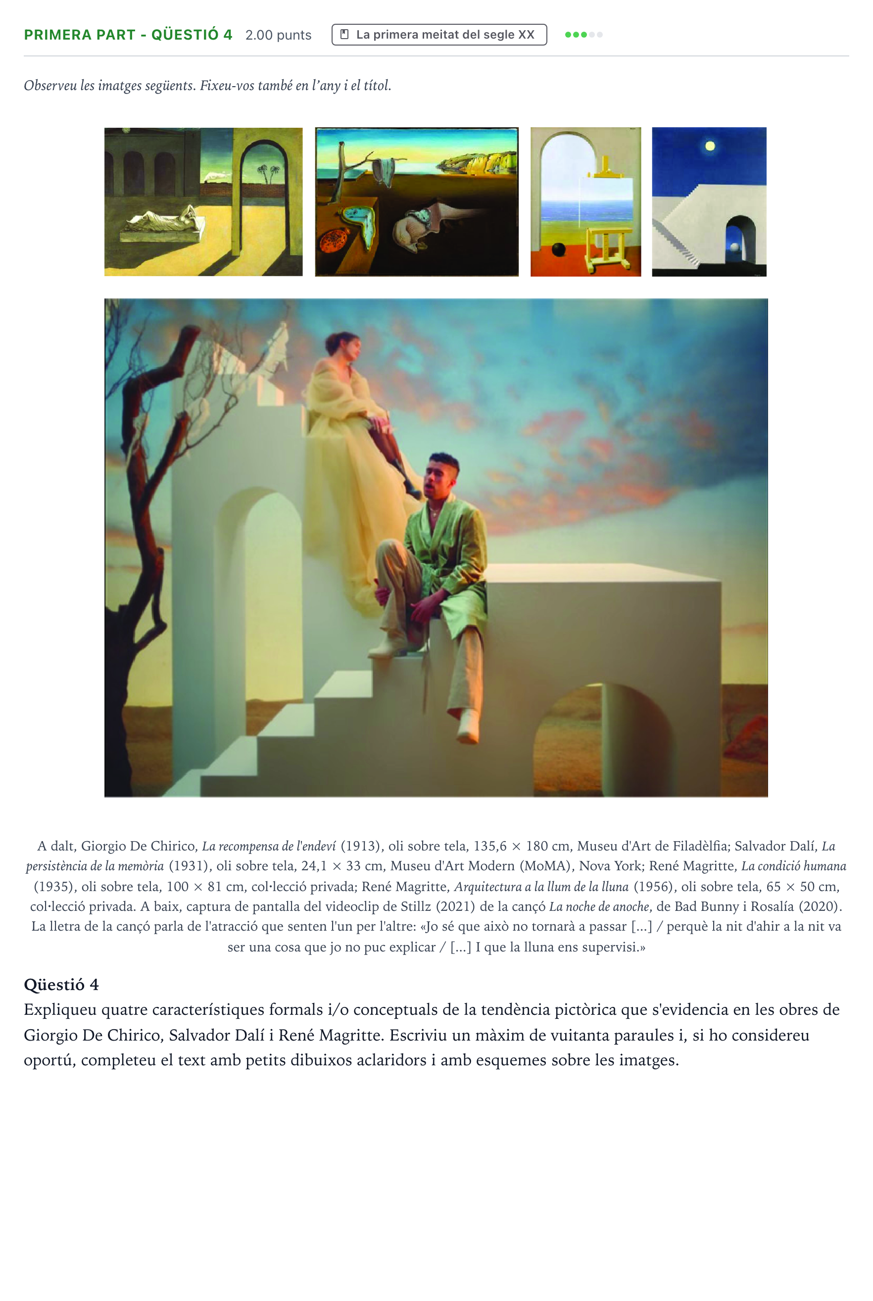 Enunciado: Ejercicio Primera part - Qüestió 4 · Fundamentos Artísticos Selectividad Cataluña Juny Serie 1 2024