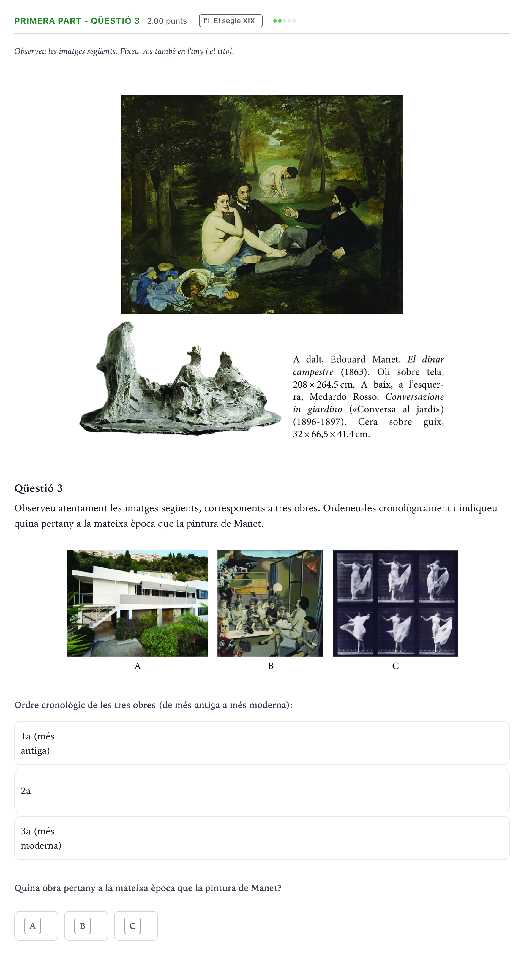 Enunciado: Ejercicio Primera part - Qüestió 3 · Fundamentos Artísticos Selectividad Cataluña Juny Serie 5 2024