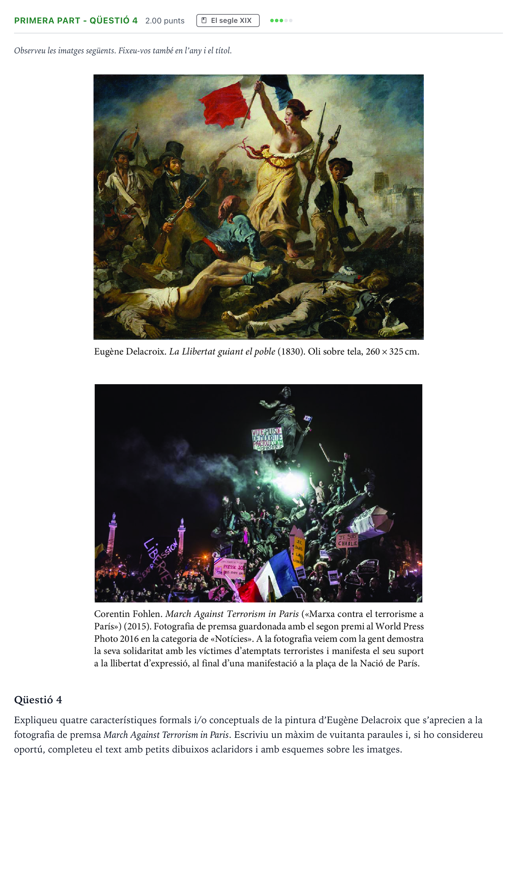 Enunciado: Ejercicio Primera part - Qüestió 4 · Fundamentos Artísticos Selectividad Cataluña Juny Serie 5 2024