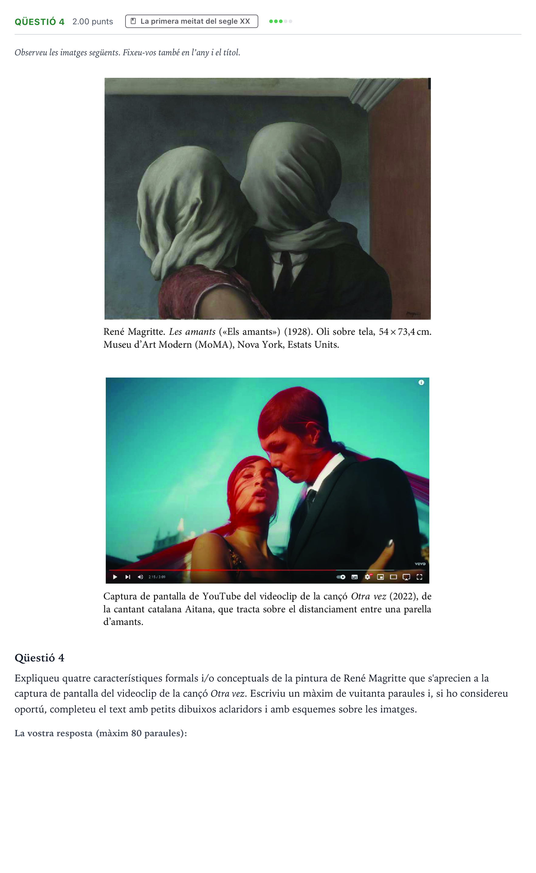 Enunciado: Ejercicio Qüestió 4 · Fundamentos Artísticos Selectividad Cataluña Setembre Serie 3 2024