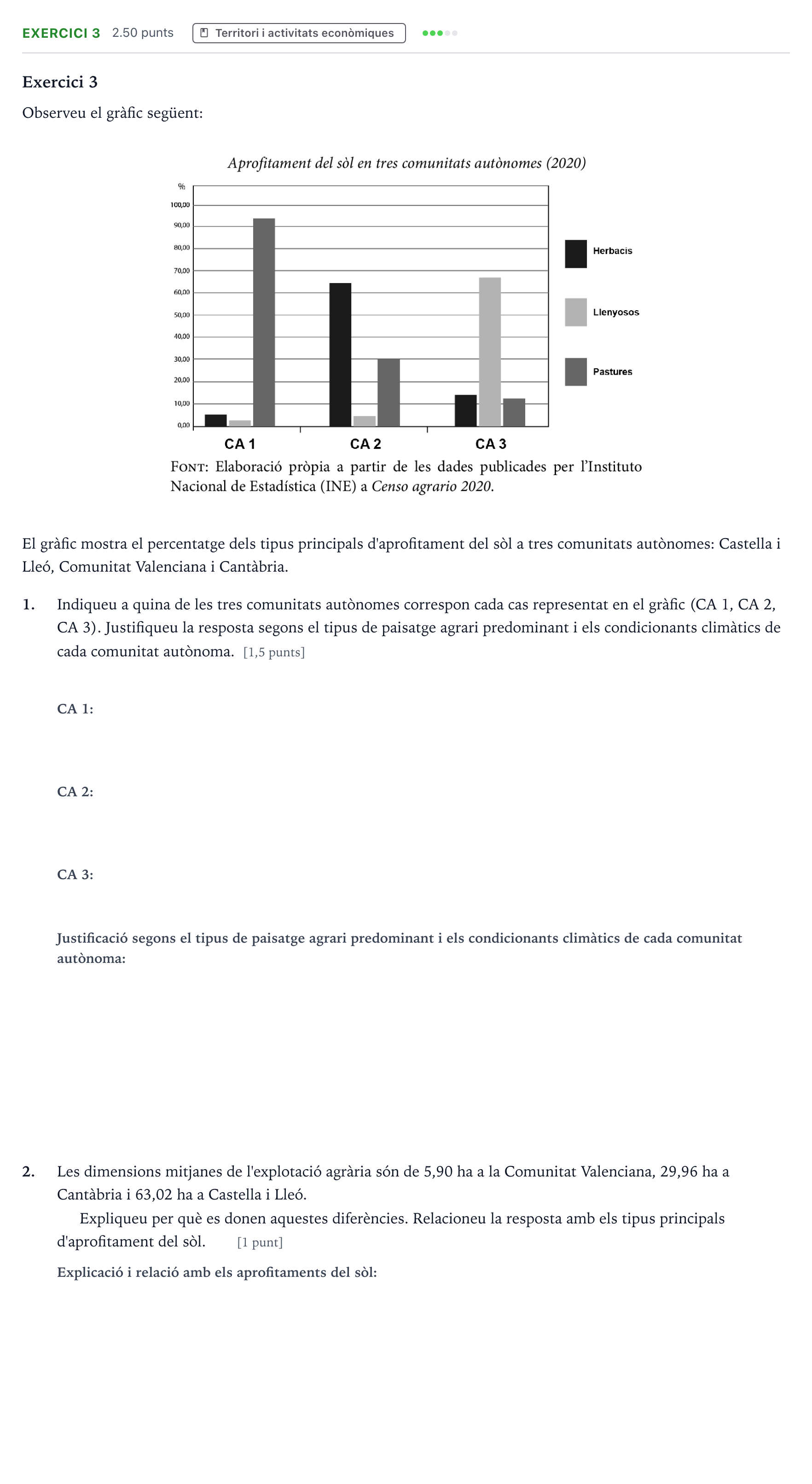 Enunciado: Exercici 3 · Geografía Selectividad Cataluña Juny Serie 5 2024