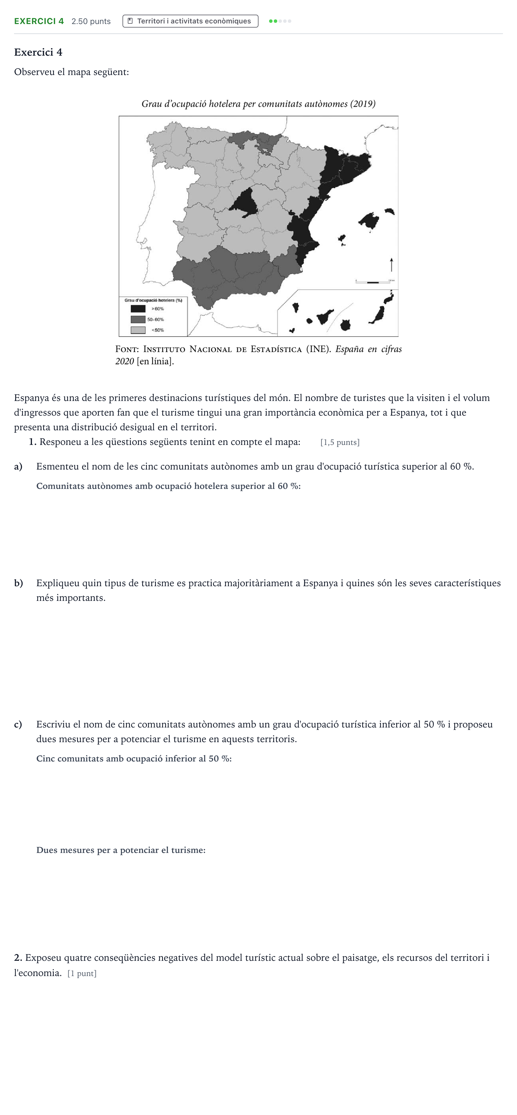 Enunciado: Exercici 4 · Geografía Selectividad Cataluña Juny Serie 5 2024
