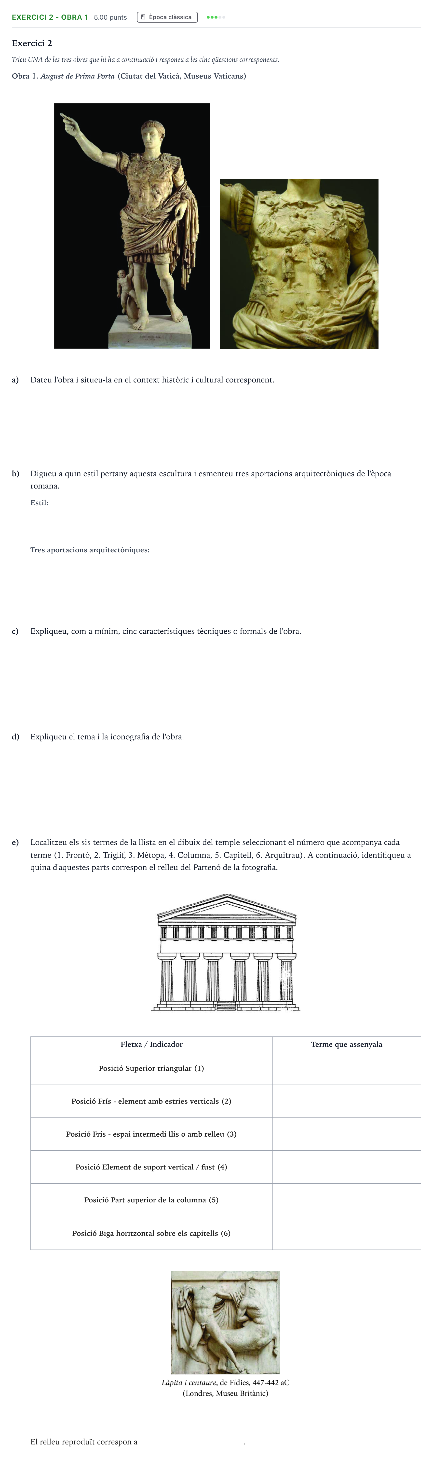 Enunciado: Exercici 2 - Obra 1 · Historia del Arte Selectividad Cataluña Setembre Serie 3 2024