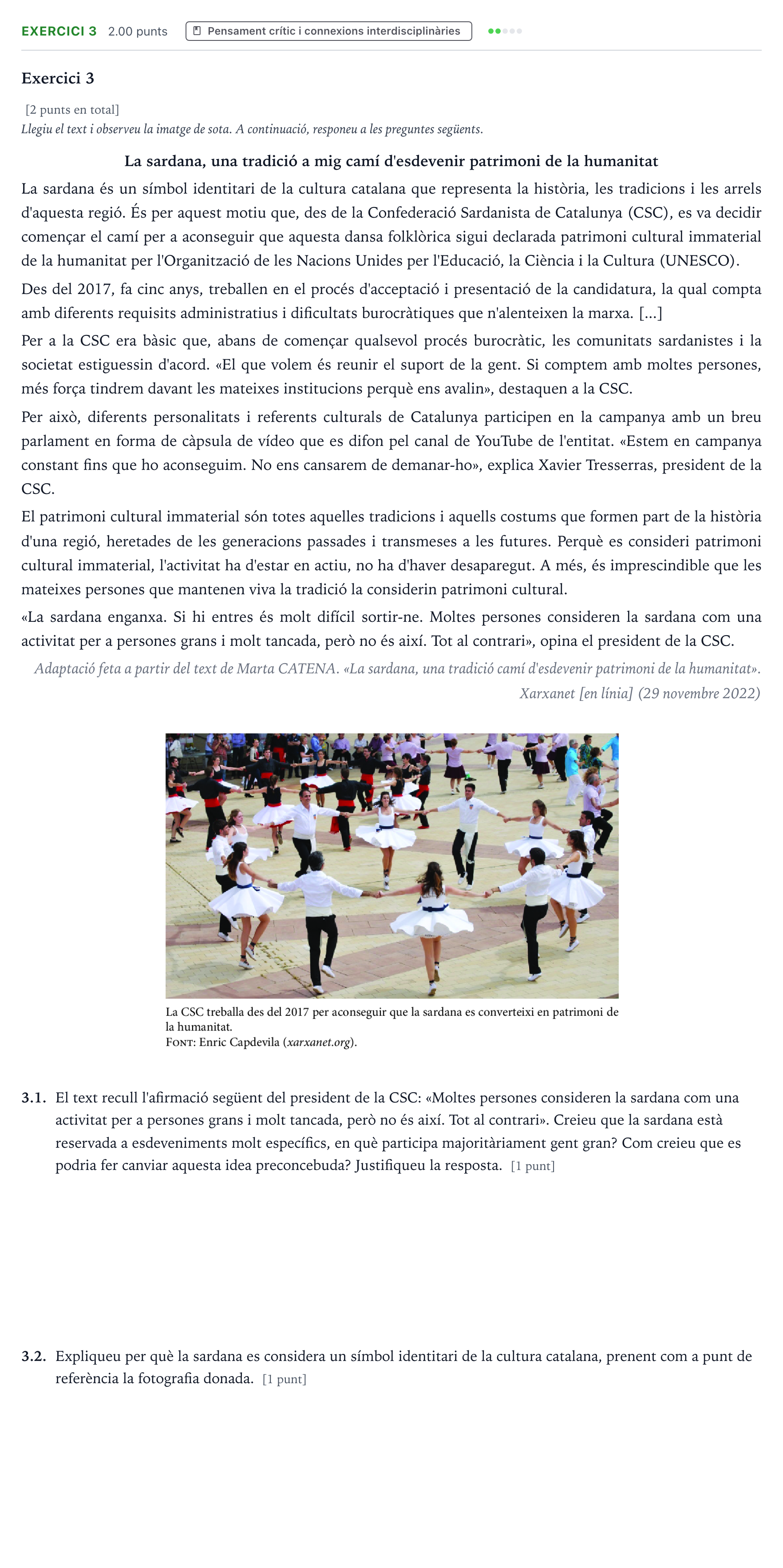 Enunciado: Exercici 3 · Historia de la Música y de la Danza Selectividad Cataluña Juny Serie 1 2024