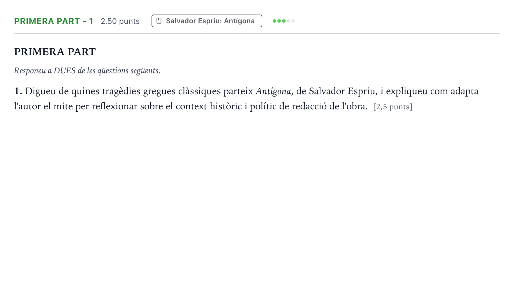 Enunciado: Ejercicio Primera part - 1 · Literatura Catalana Selectividad Cataluña Juny Serie 1 2024