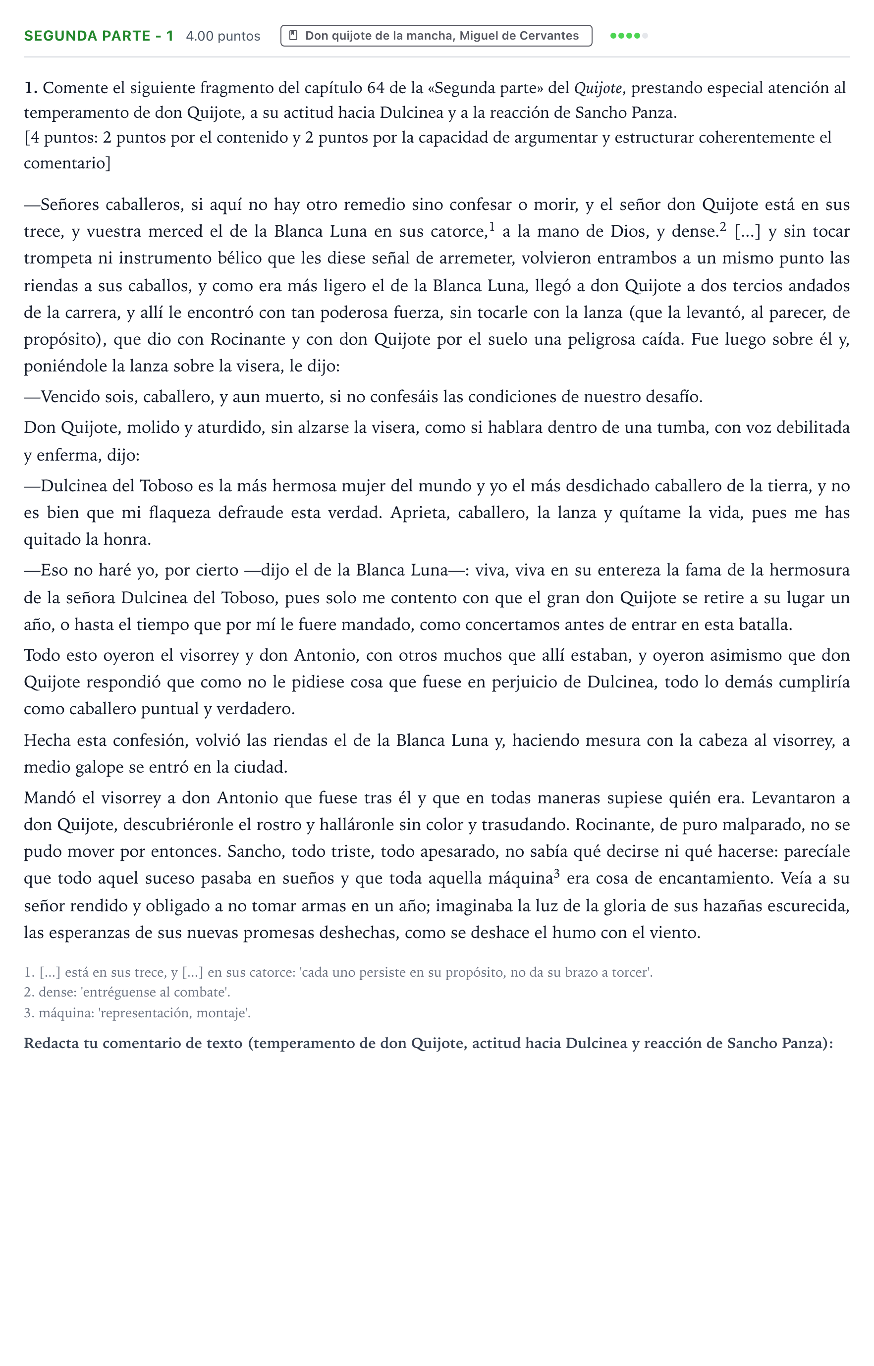 Enunciado: Ejercicio Segunda parte - 1 · Literatura castellana Selectividad Cataluña Setembre Serie 3 2024