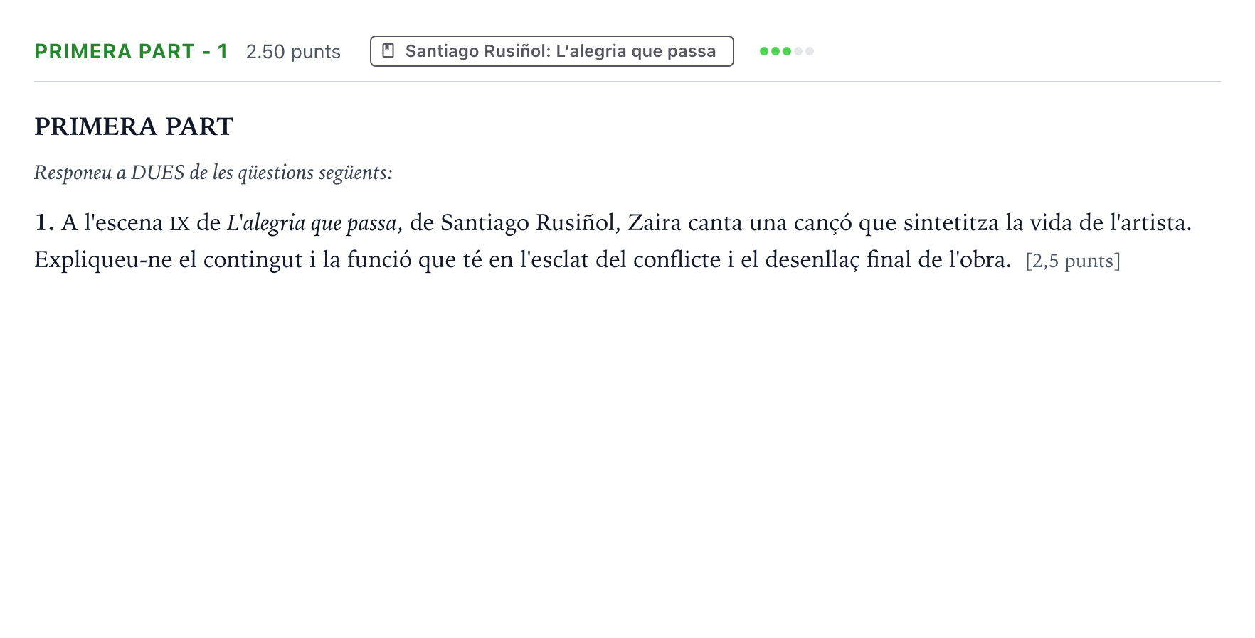 Enunciado: Ejercicio Primera part - 1 · Literatura Catalana Selectividad Cataluña Juny Serie 5 2024