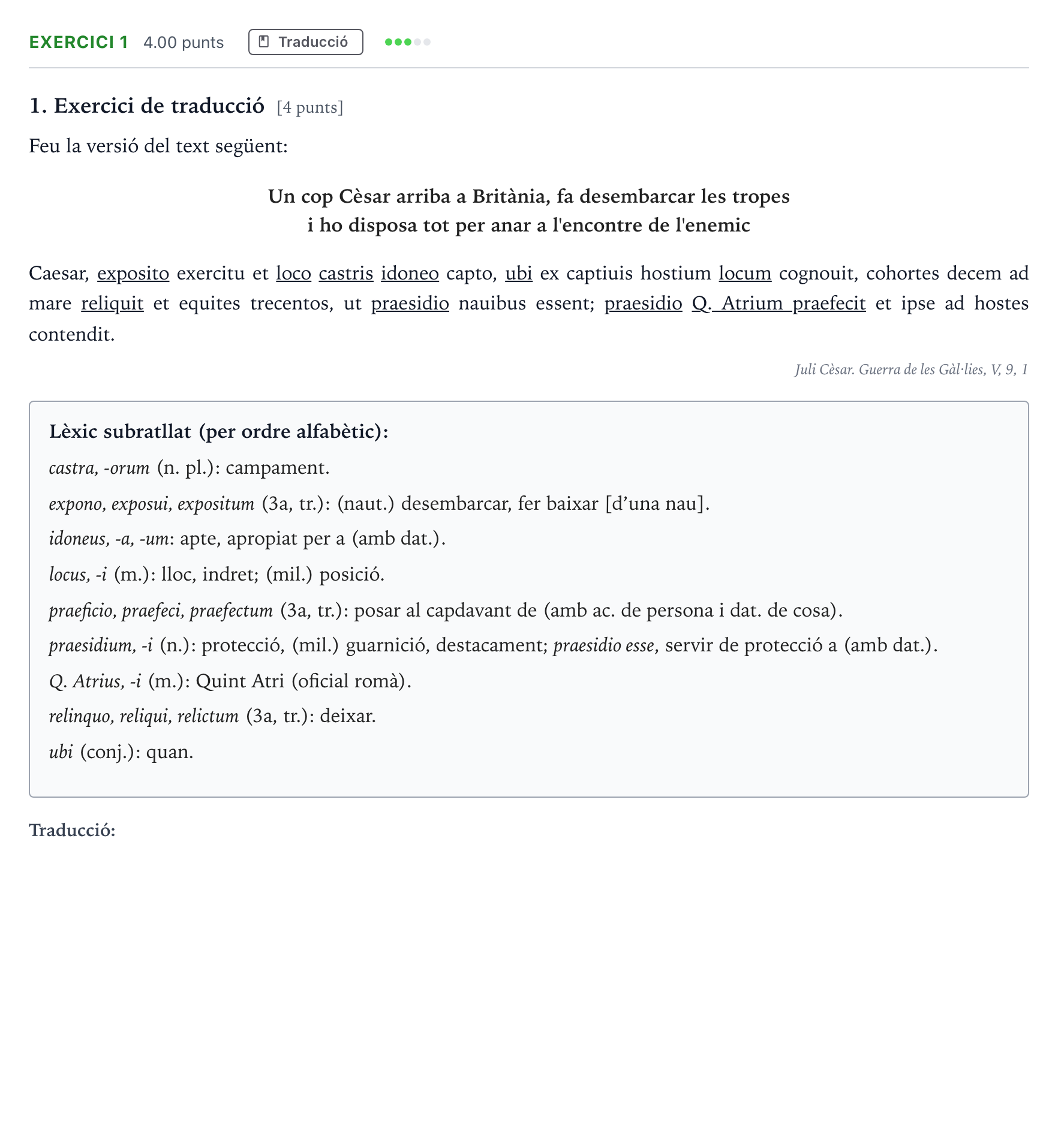 Enunciado: Problema 1 · Latín II Selectividad Cataluña Juny Serie 1 2024