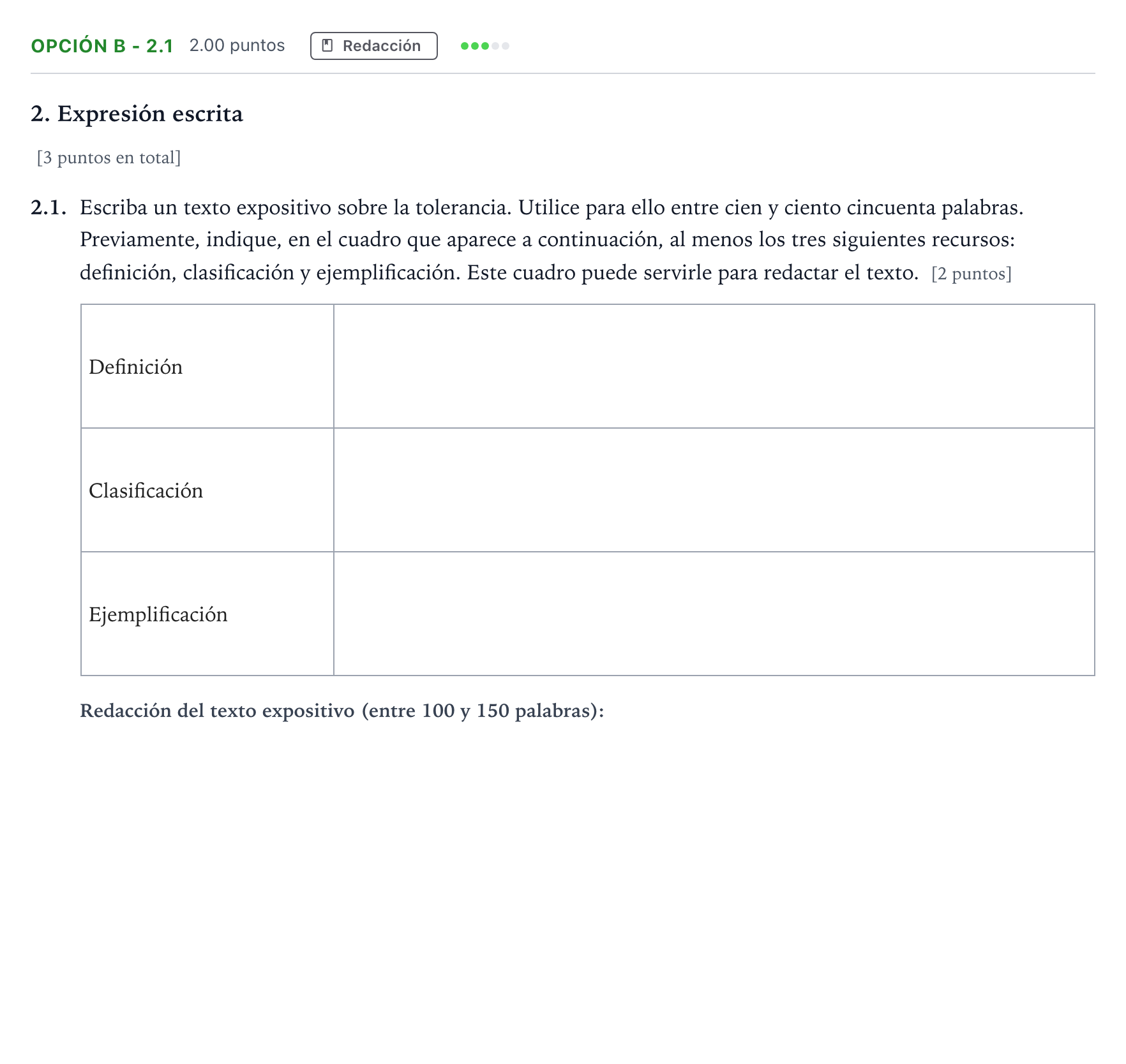 Enunciado: Opción B - 2.1 · Lengua Castellana y Literatura II Selectividad Cataluña Juny Serie 1 2024