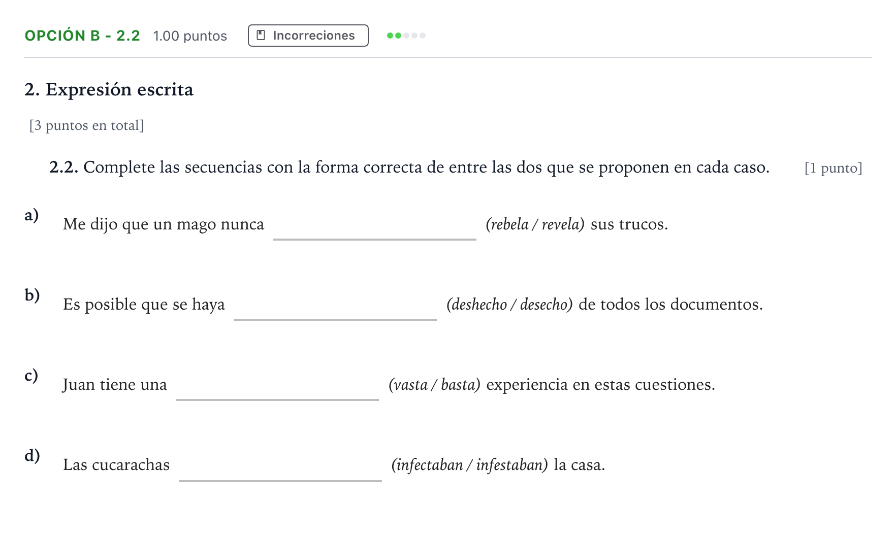 Enunciado: Opción B - 2.2 · Lengua Castellana y Literatura II Selectividad Cataluña Juny Serie 1 2024