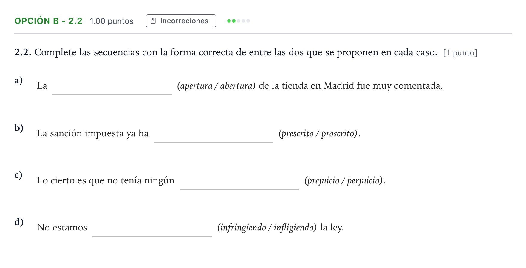 Enunciado: Opción B - 2.2 · Lengua Castellana y Literatura II Selectividad Cataluña Juny Serie 5 2024