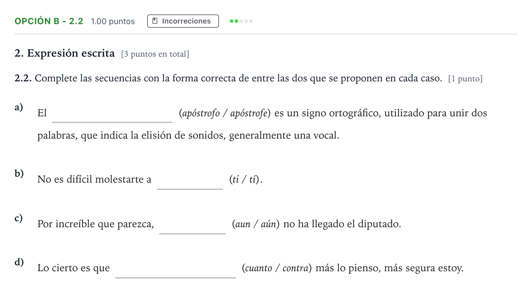 Enunciado: Opción B - 2.2 · Lengua Castellana y Literatura II Selectividad Cataluña Setembre Serie 3 2024