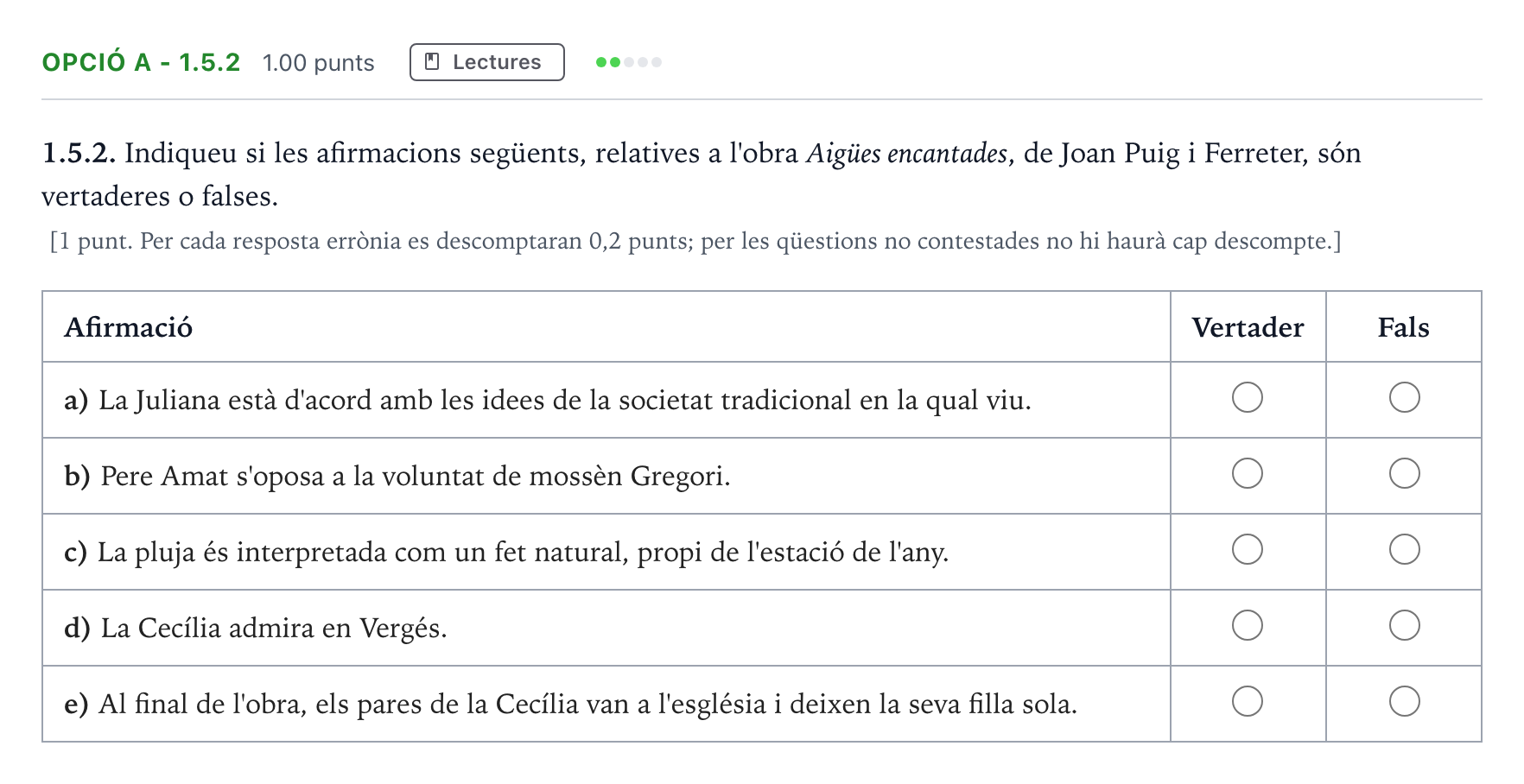 Enunciado: Ejercicio Opció A - 1.5.2 · Lengua Catalana y Literatura II Selectividad Cataluña Juny Serie 5 2024