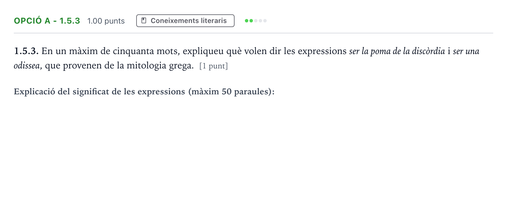 Enunciado: Ejercicio Opció A - 1.5.3 · Lengua Catalana y Literatura II Selectividad Cataluña Juny Serie 5 2024