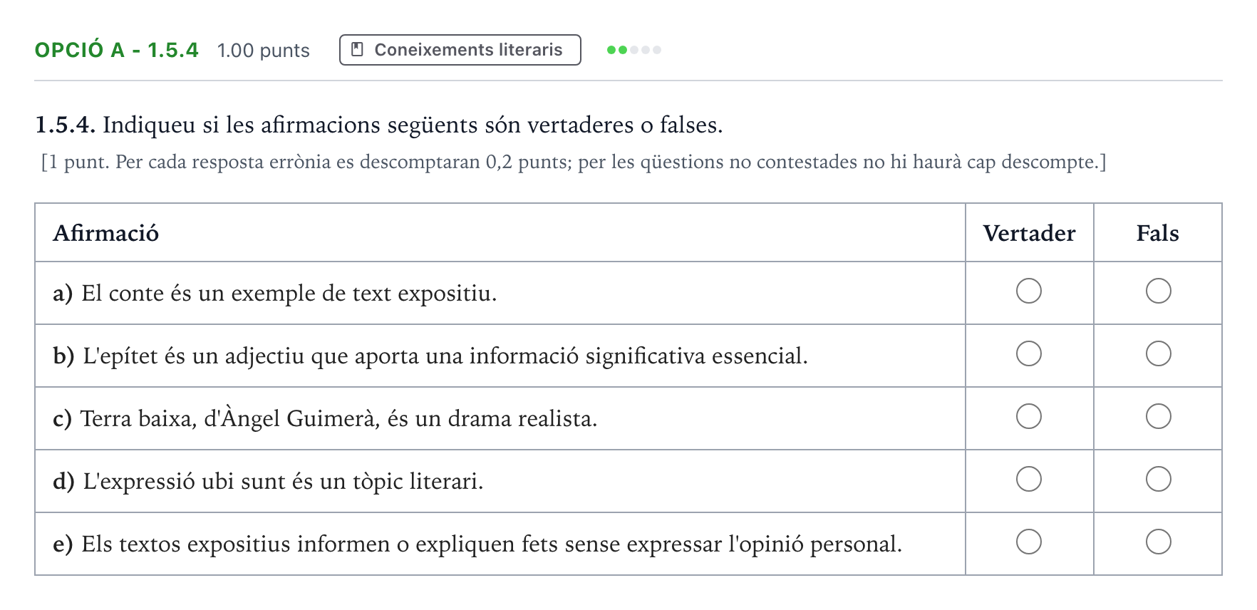 Enunciado: Ejercicio Opció A - 1.5.4 · Lengua Catalana y Literatura II Selectividad Cataluña Juny Serie 5 2024