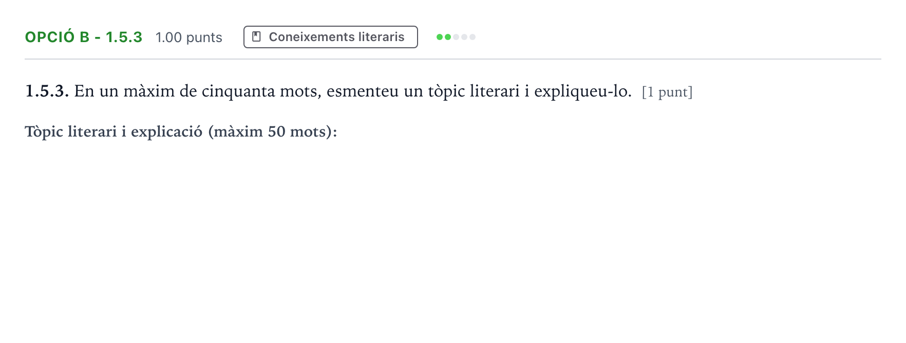 Enunciado: Ejercicio Opció B - 1.5.3 · Lengua Catalana y Literatura II Selectividad Cataluña Juny Serie 5 2024